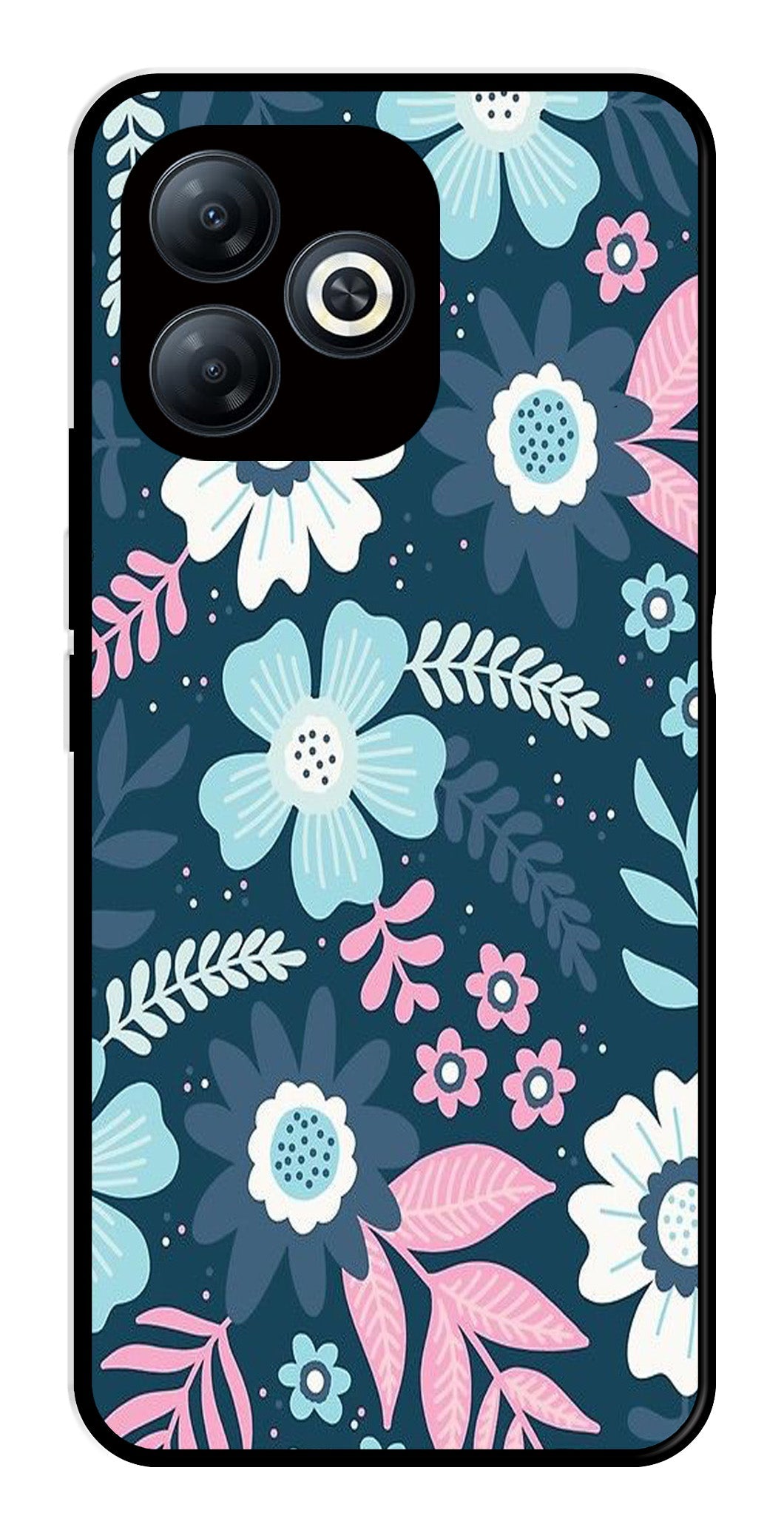 Flower Leaves Design Metal Mobile Case for Tecno Spark 20 (Design No -50)