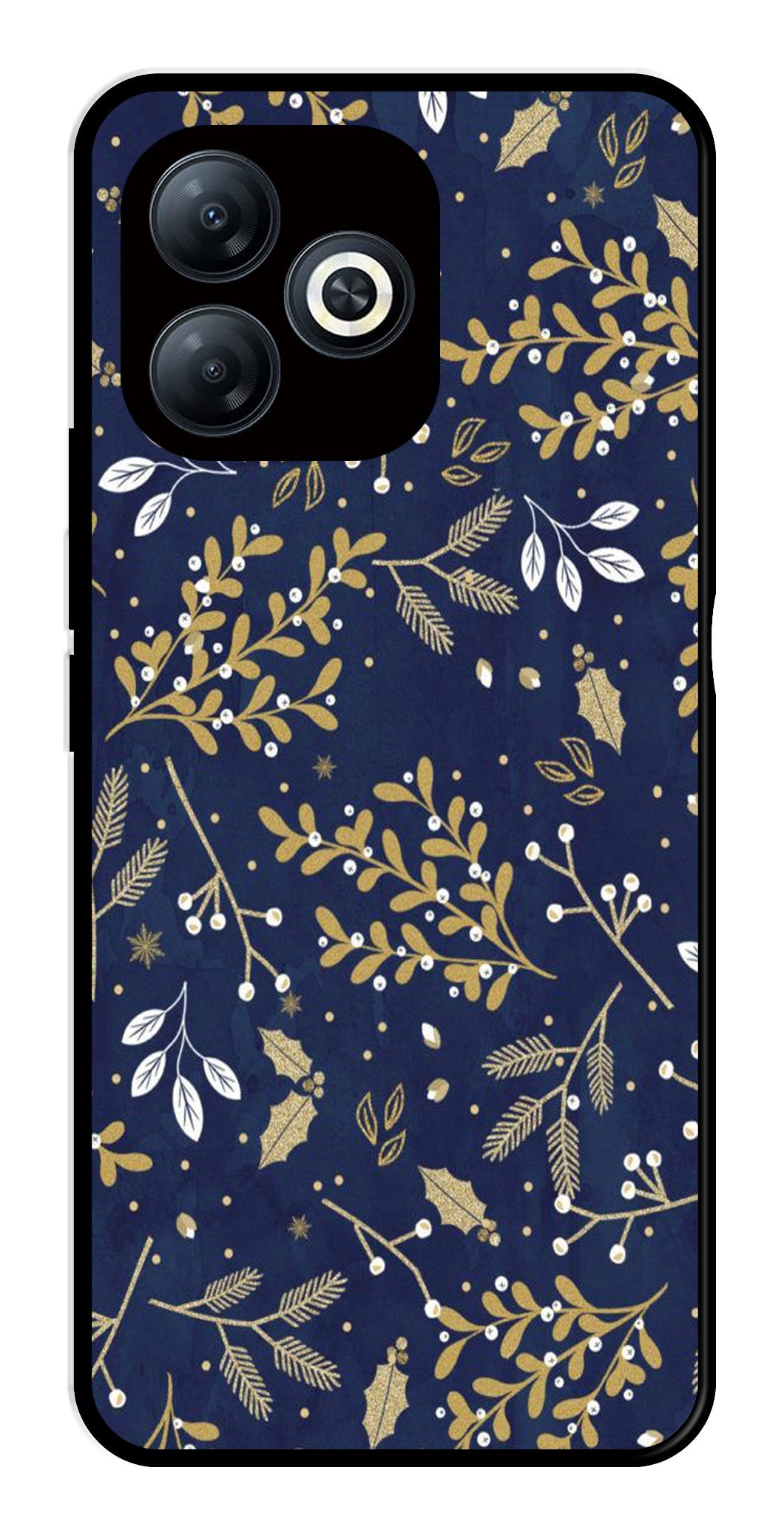 Floral Pattern Metal Mobile Case for Tecno Spark 20 (Design No -52)