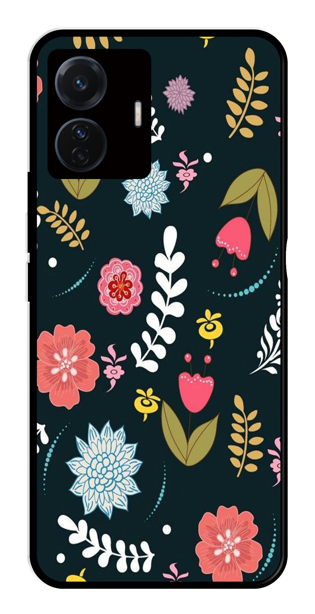 Floral Pattern2 Metal Mobile Case for iQOO Z6 Pro 5G Floral Pattern2 Metal Mobile Case for iQOO Z6 Pro 5G (Design No -12)