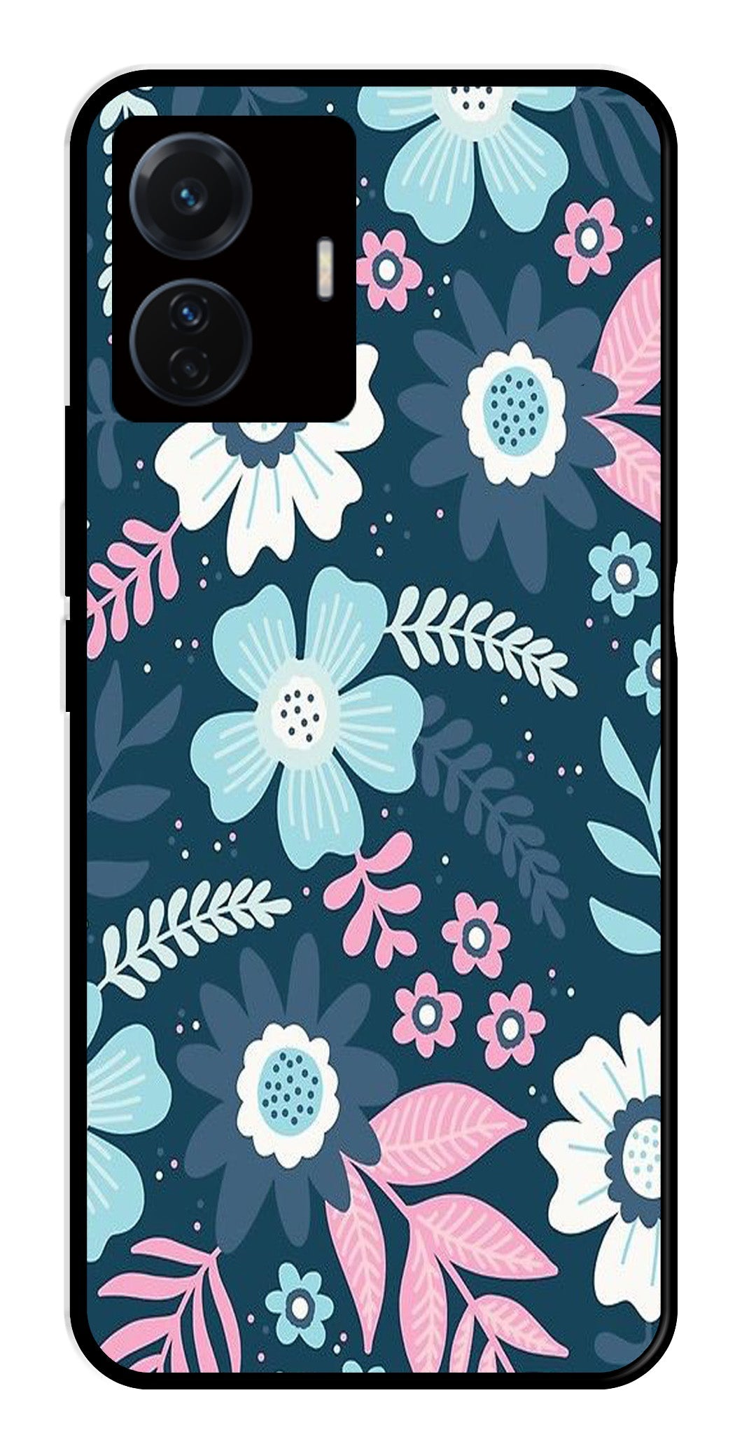 Flower Leaves Design Metal Mobile Case for Vivo T1 Pro 5G Flower Leaves Design Metal Mobile Case for Vivo T1 Pro 5G (Design No -50)