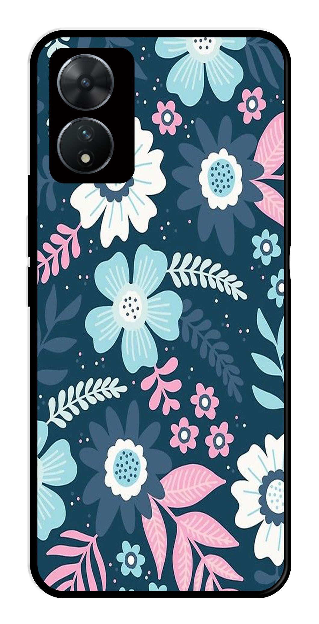 Flower Leaves Design Metal Mobile Case for Vivo T2 5G Flower Leaves Design Metal Mobile Case for Vivo T2 5G (Design No -50)