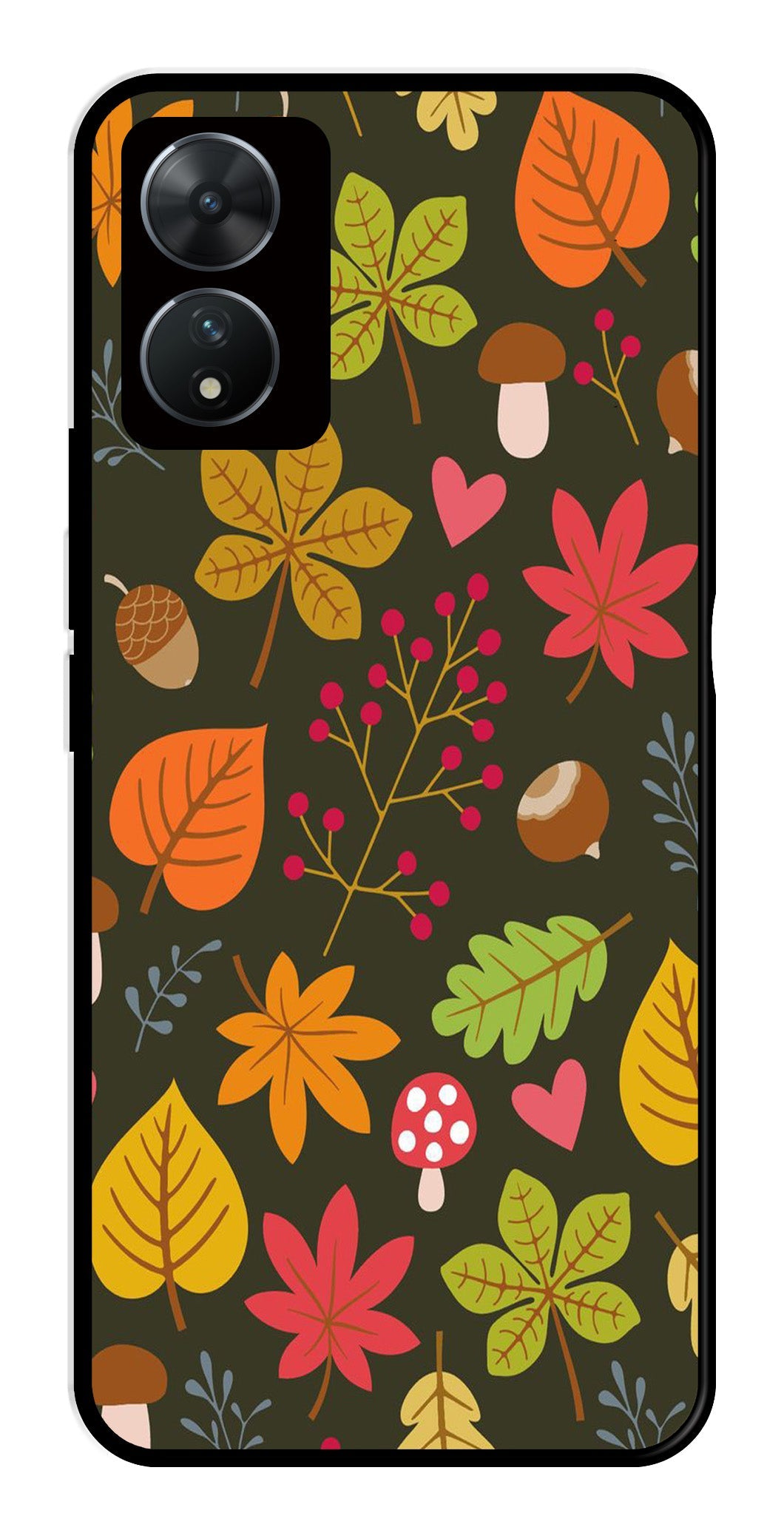 Leaves Design Metal Mobile Case for Vivo T2 5G (Design No -51)