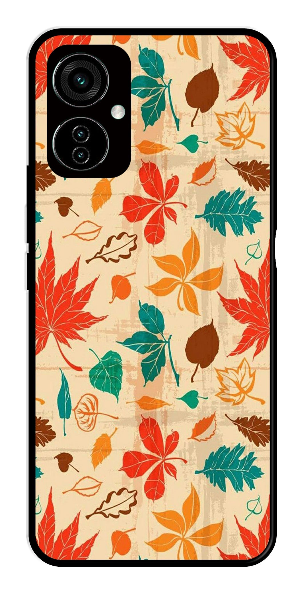 Leafs Design Metal Mobile Case for Tecno Camon 19 Leafs Design Metal Mobile Case for Tecno Camon 19 (Design No -14)
