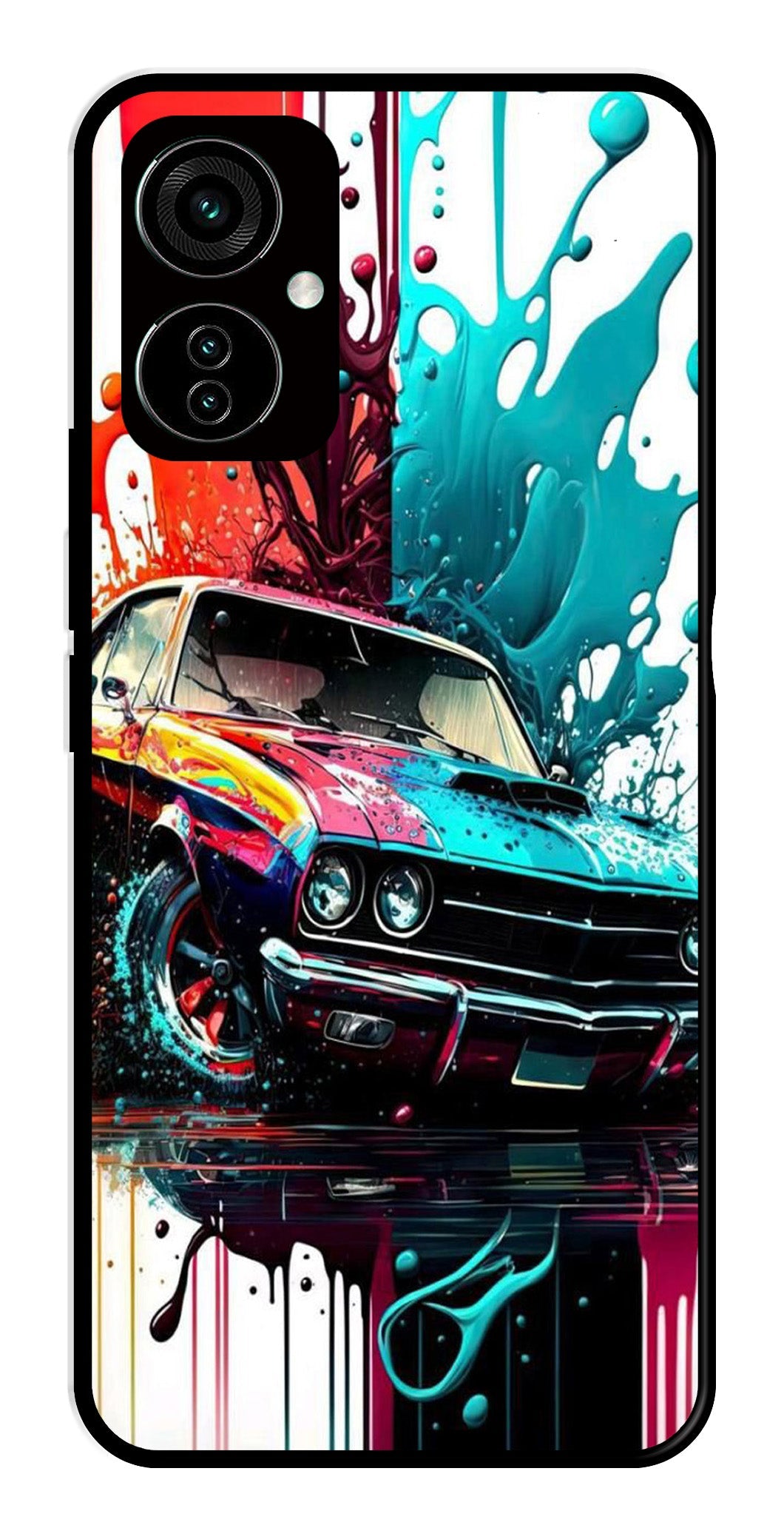 Vintage Car Metal Mobile Case for Tecno Camon 19 Vintage Car Metal Mobile Case for Tecno Camon 19 (Design No -29)