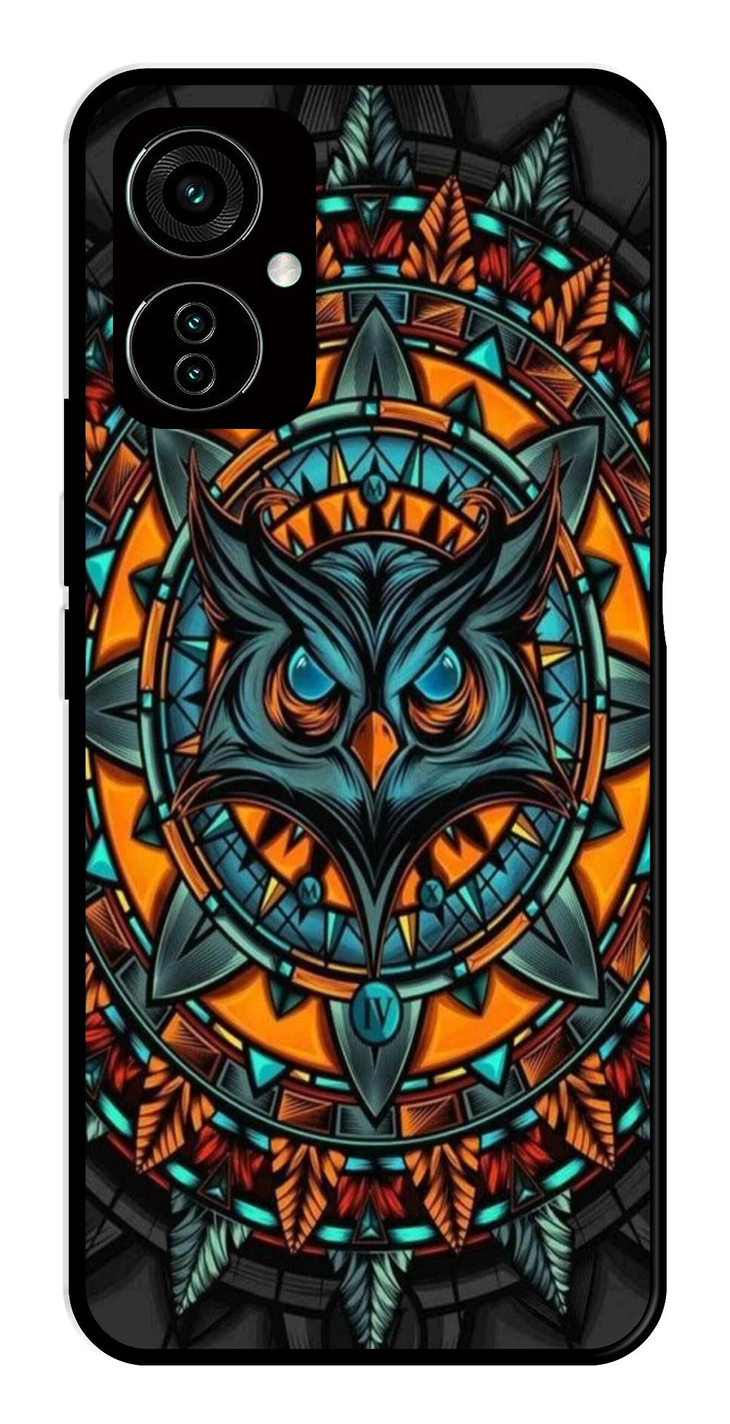 Owl Pattern Metal Mobile Case for Tecno Camon 19 Owl Pattern Metal Mobile Case for Tecno Camon 19 (Design No -42)