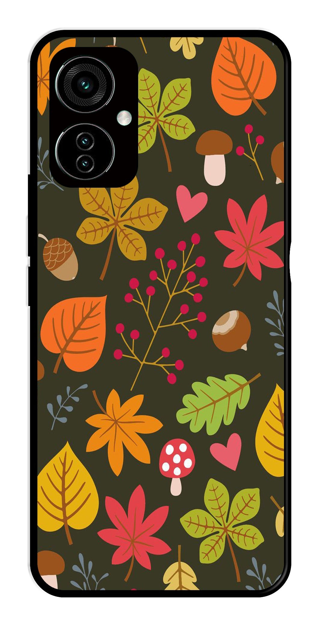 Leaves Design Metal Mobile Case for Tecno Camon 19 Leaves Design Metal Mobile Case for Tecno Camon 19 (Design No -51)