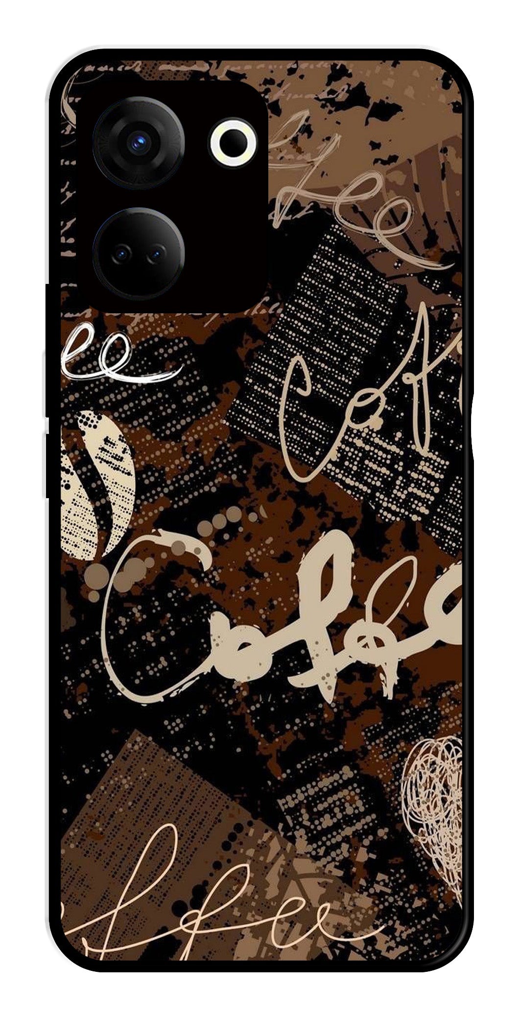 Coffee Pattern Metal Mobile Case for Tecno Camon 20 Coffee Pattern Metal Mobile Case for Tecno Camon 20 (Design No -37)