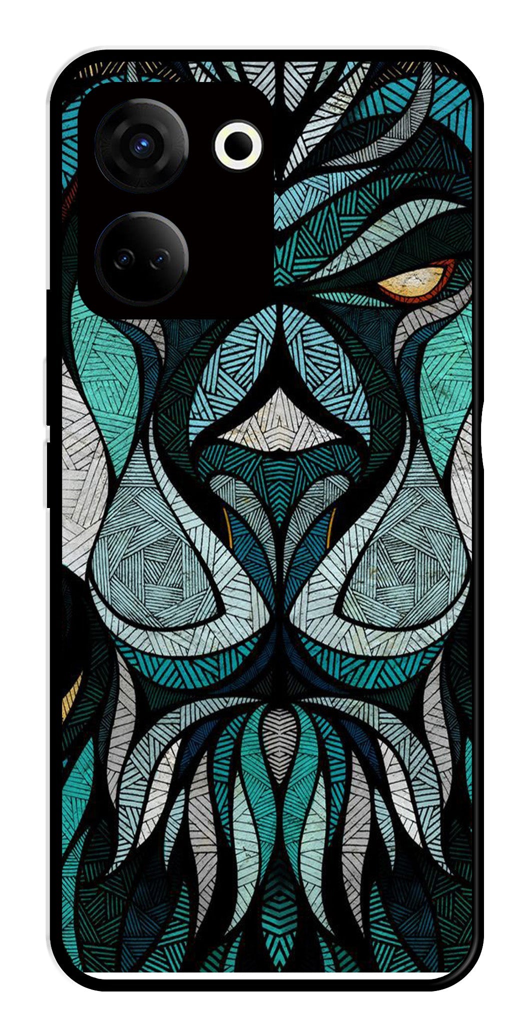 Lion Pattern Metal Mobile Case for Tecno Camon 20 Lion Pattern Metal Mobile Case for Tecno Camon 20 (Design No -40)