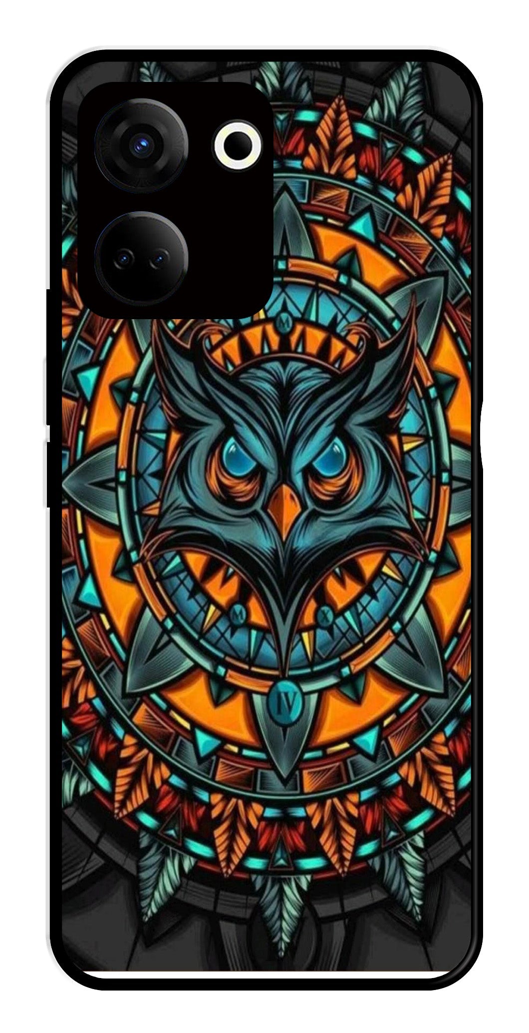 Owl Pattern Metal Mobile Case for Tecno Camon 20 Owl Pattern Metal Mobile Case for Tecno Camon 20 (Design No -42)