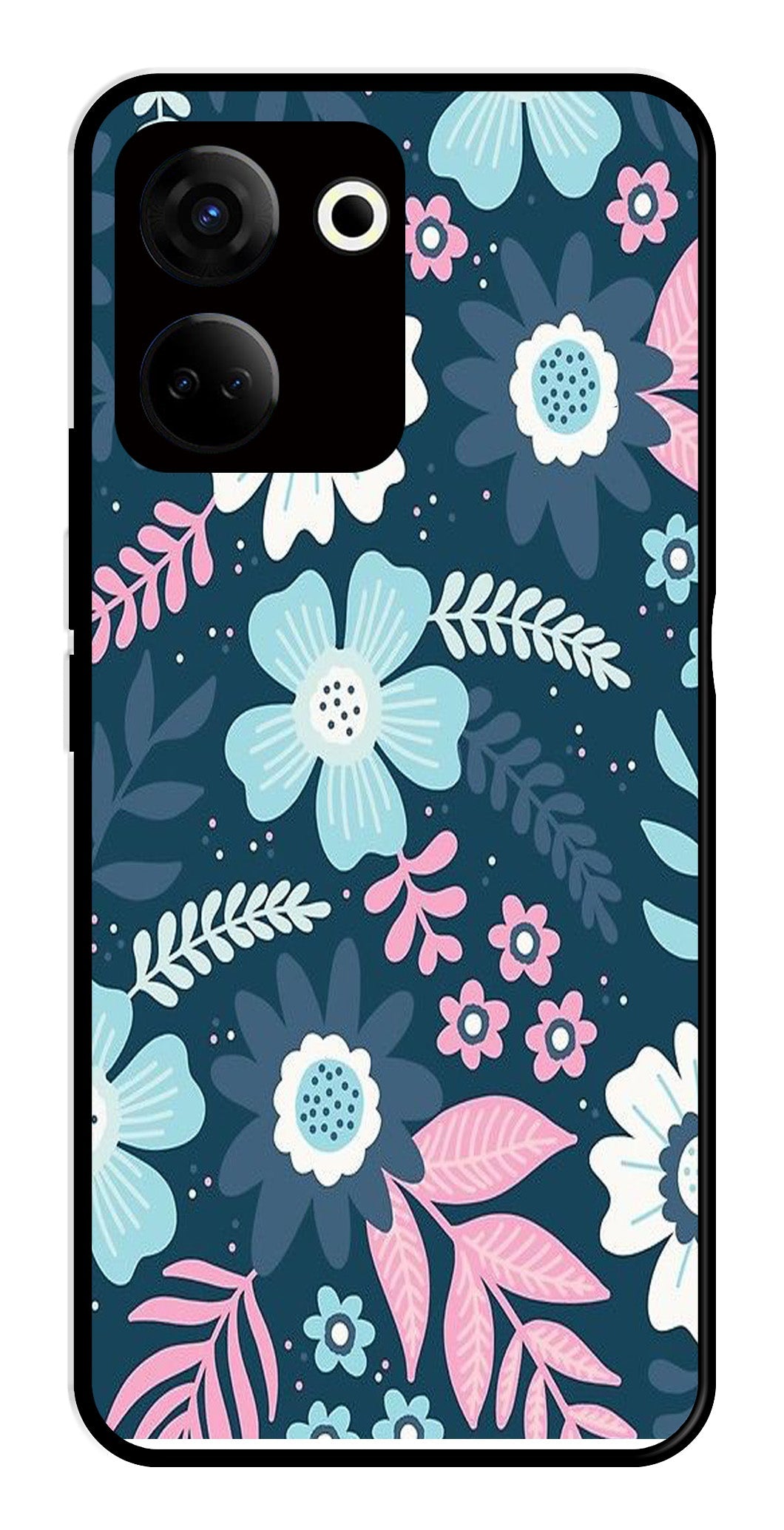 Flower Leaves Design Metal Mobile Case for Tecno Camon 20 (Design No -50)