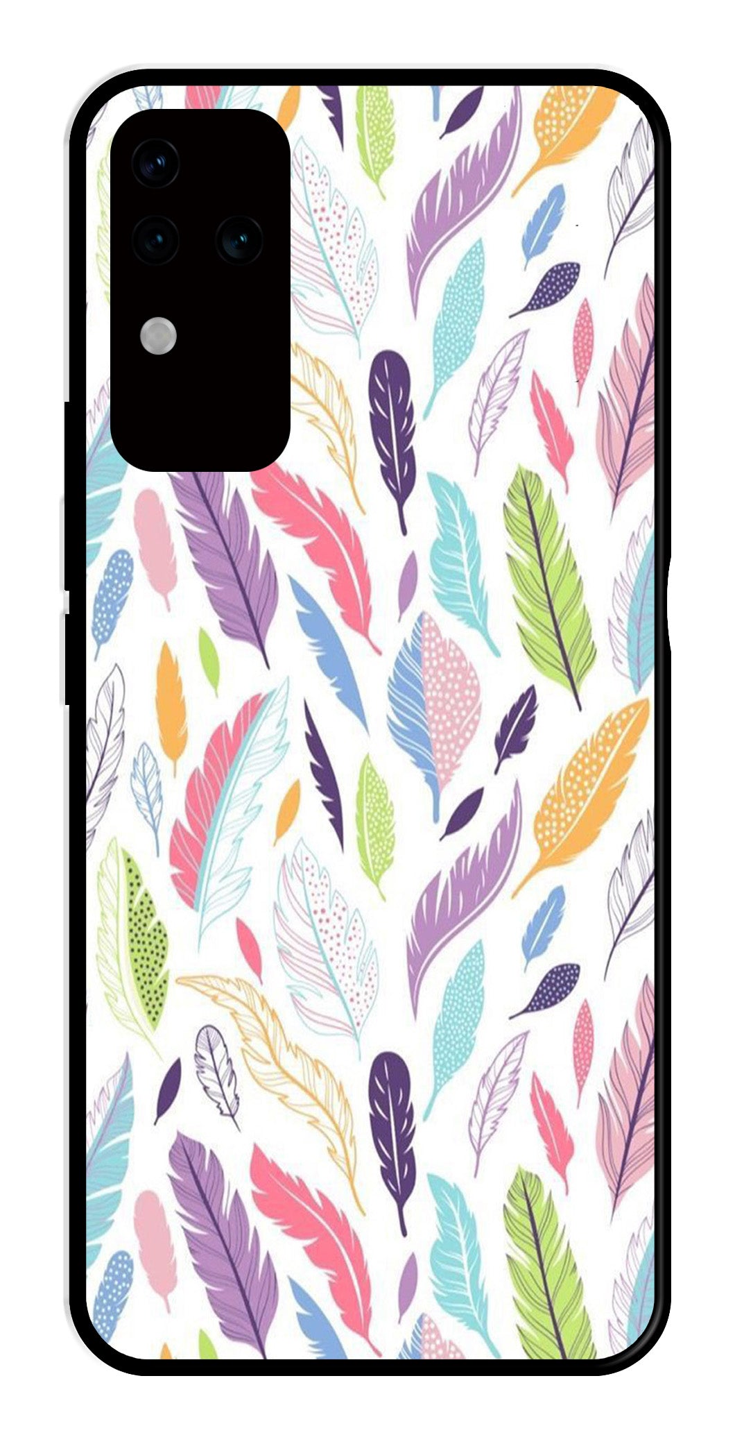 Colorful Feathers Metal Mobile Case for Vivo V30 Pro 5G Colorful Feathers Metal Mobile Case for Vivo V30 Pro 5G (Design No -06)