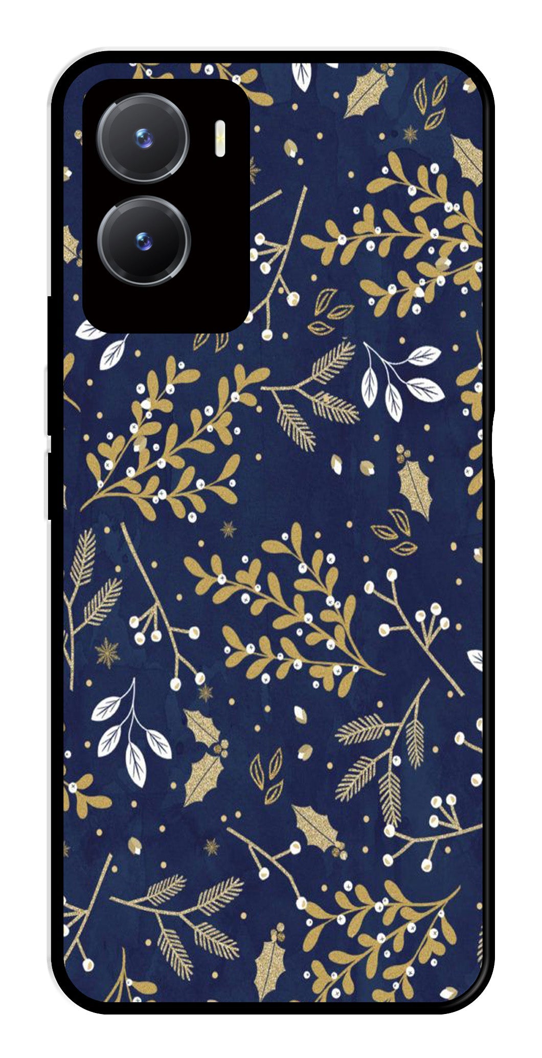 Floral Pattern Metal Mobile Case for Vivo Y28 5G (Design No -52)
