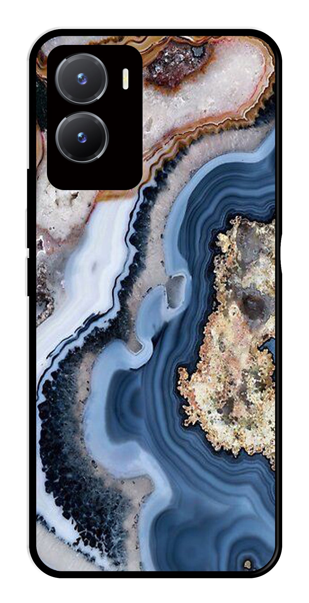 Marble Design Metal Mobile Case for Vivo Y28 5G (Design No -53)