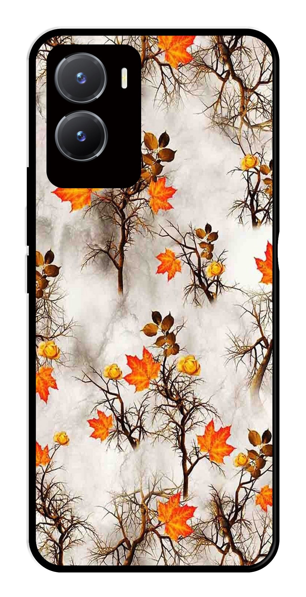 Autumn leaves Metal Mobile Case for Vivo Y28 5G (Design No -55)