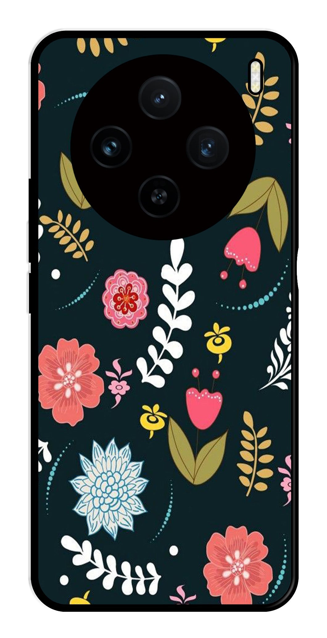 Floral Pattern2 Metal Mobile Case for Vivo X100 5G Floral Pattern2 Metal Mobile Case for Vivo X100 5G (Design No -12)