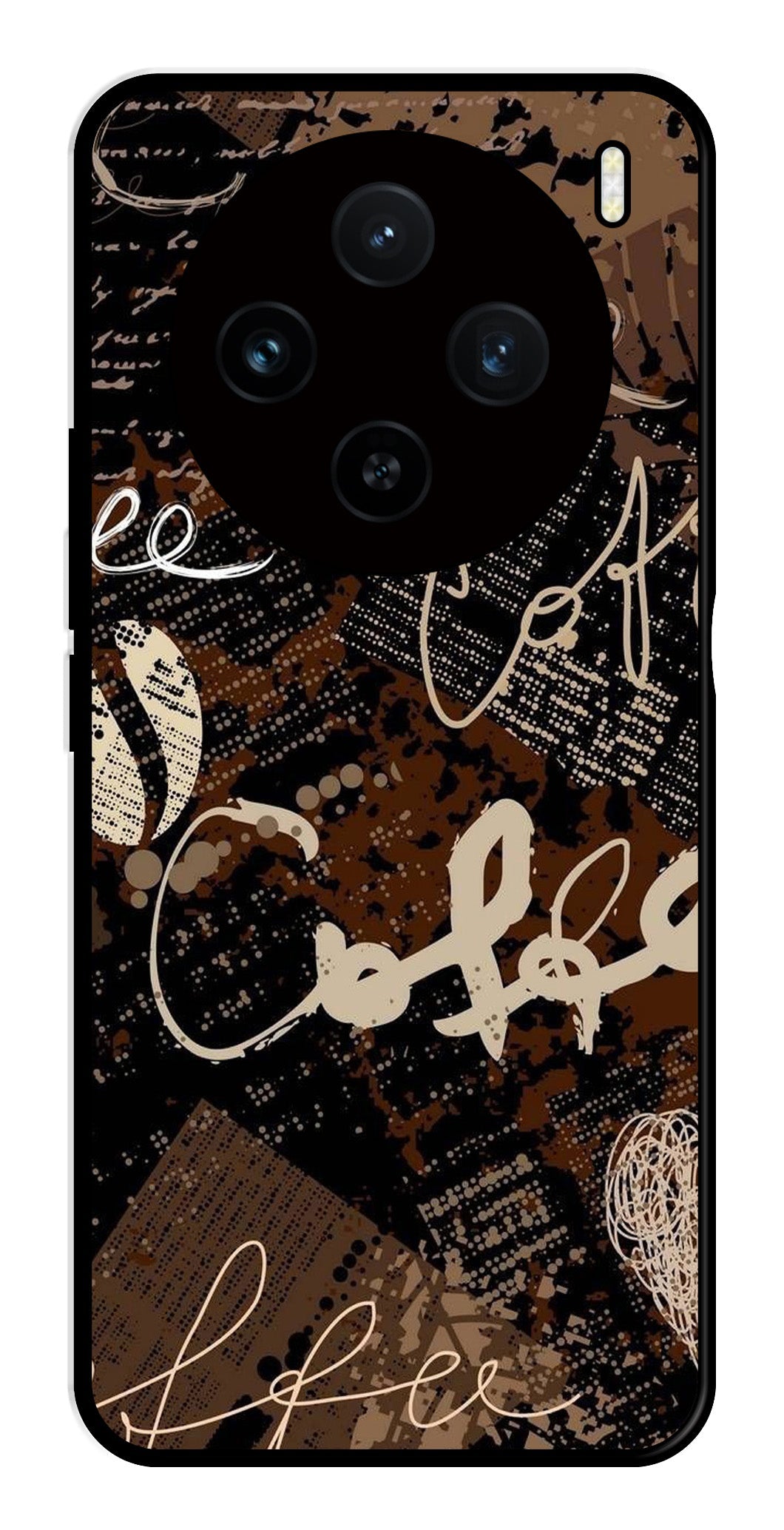 Coffee Pattern Metal Mobile Case for Vivo X100 5G Coffee Pattern Metal Mobile Case for Vivo X100 5G (Design No -37)