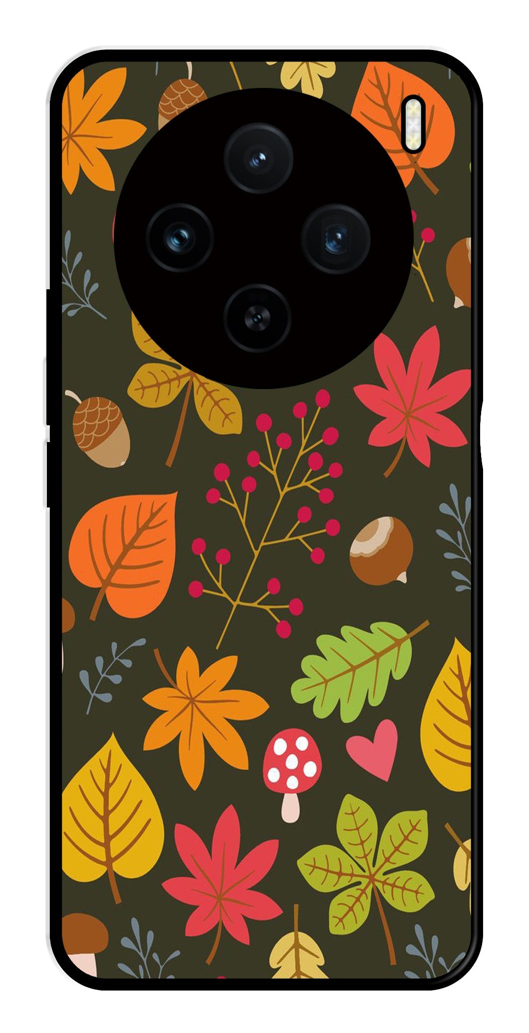 Leaves Design Metal Mobile Case for Vivo X100 5G (Design No -51)