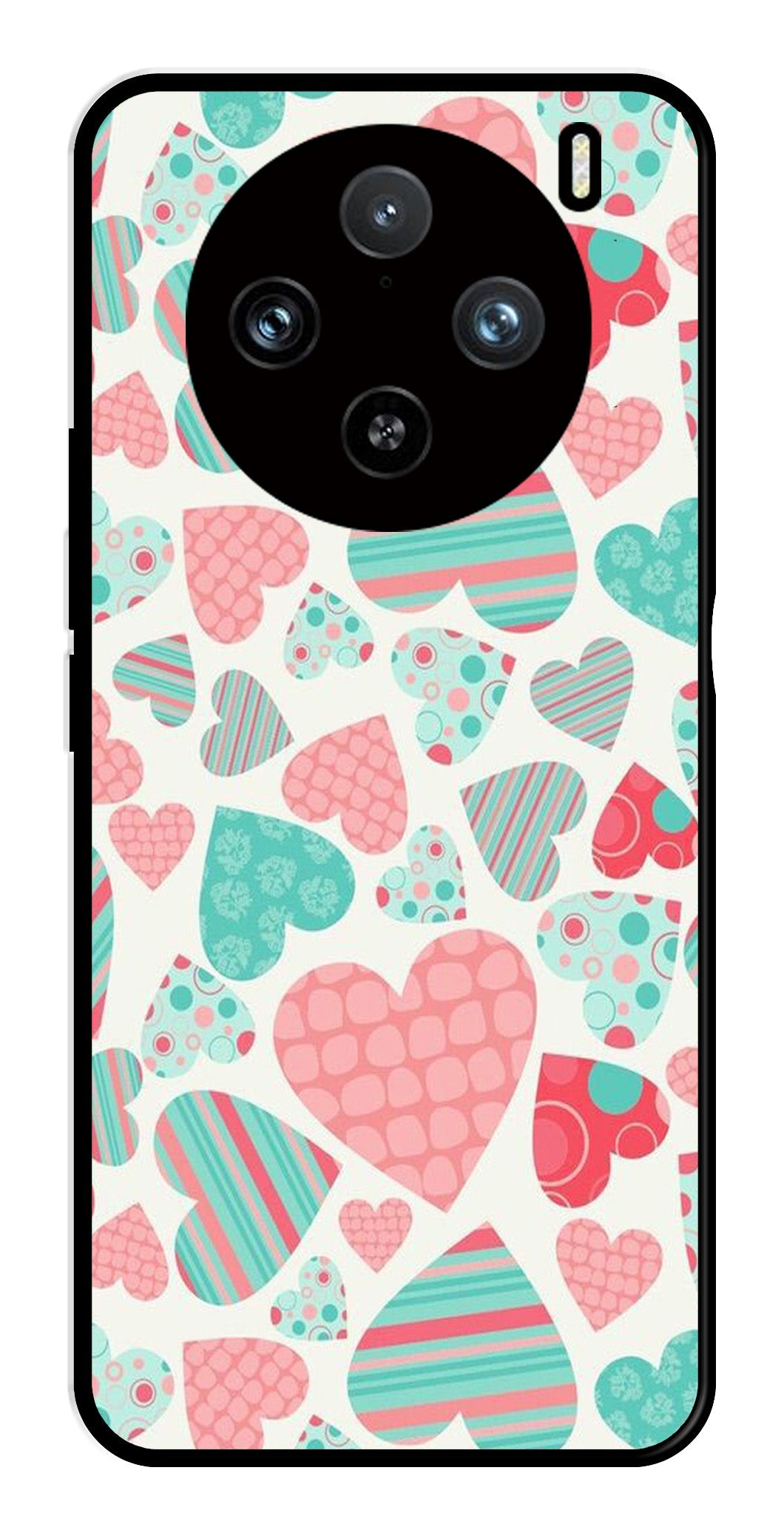 Hearts Pattern Metal Mobile Case for Vivo X100 Pro 5G Hearts Pattern Metal Mobile Case for Vivo X100 Pro 5G (Design No -22)