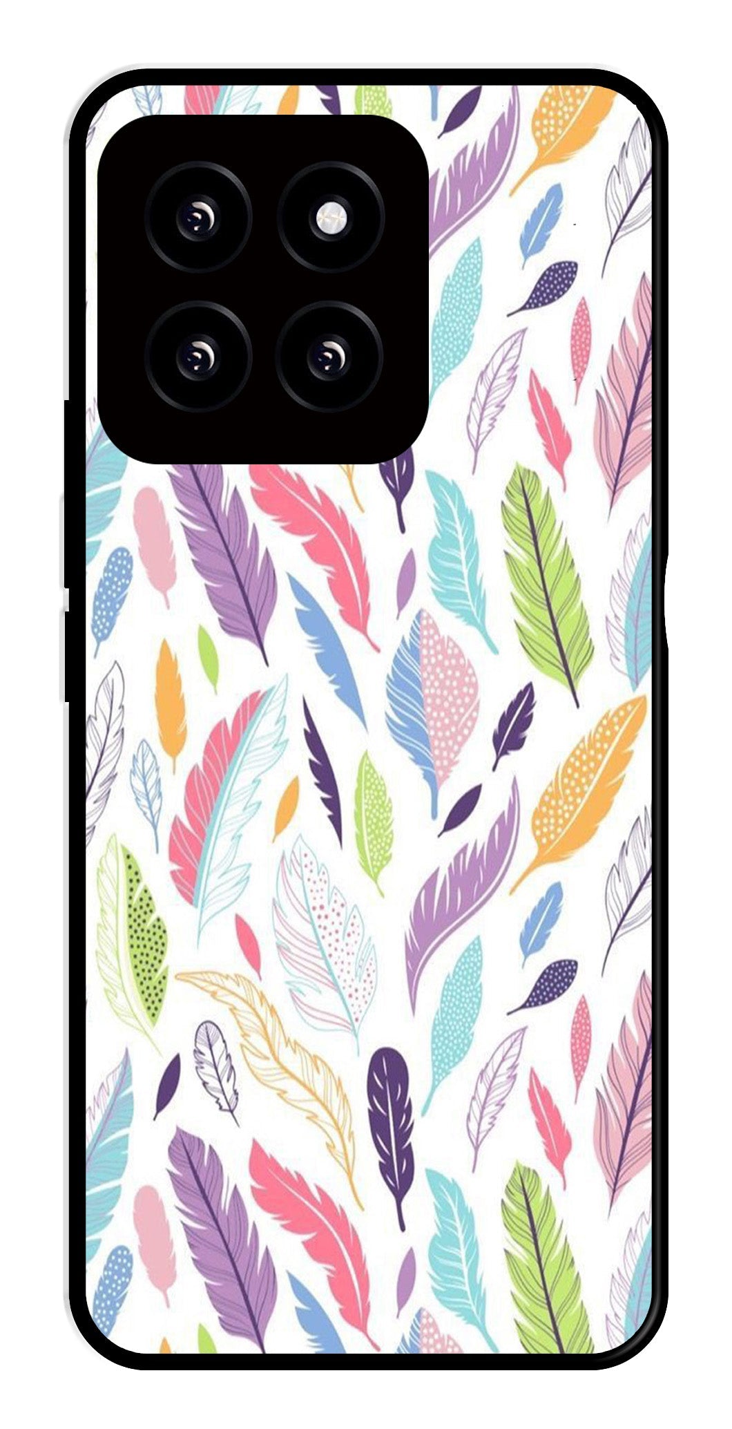 Colorful Feathers Metal Mobile Case for Xiaomi 14 5G Colorful Feathers Metal Mobile Case for Xiaomi 14 5G (Design No -06)