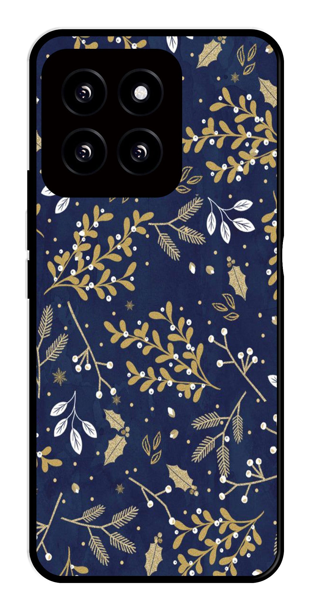 Floral Pattern Metal Mobile Case for Xiaomi 14 5G (Design No -52)