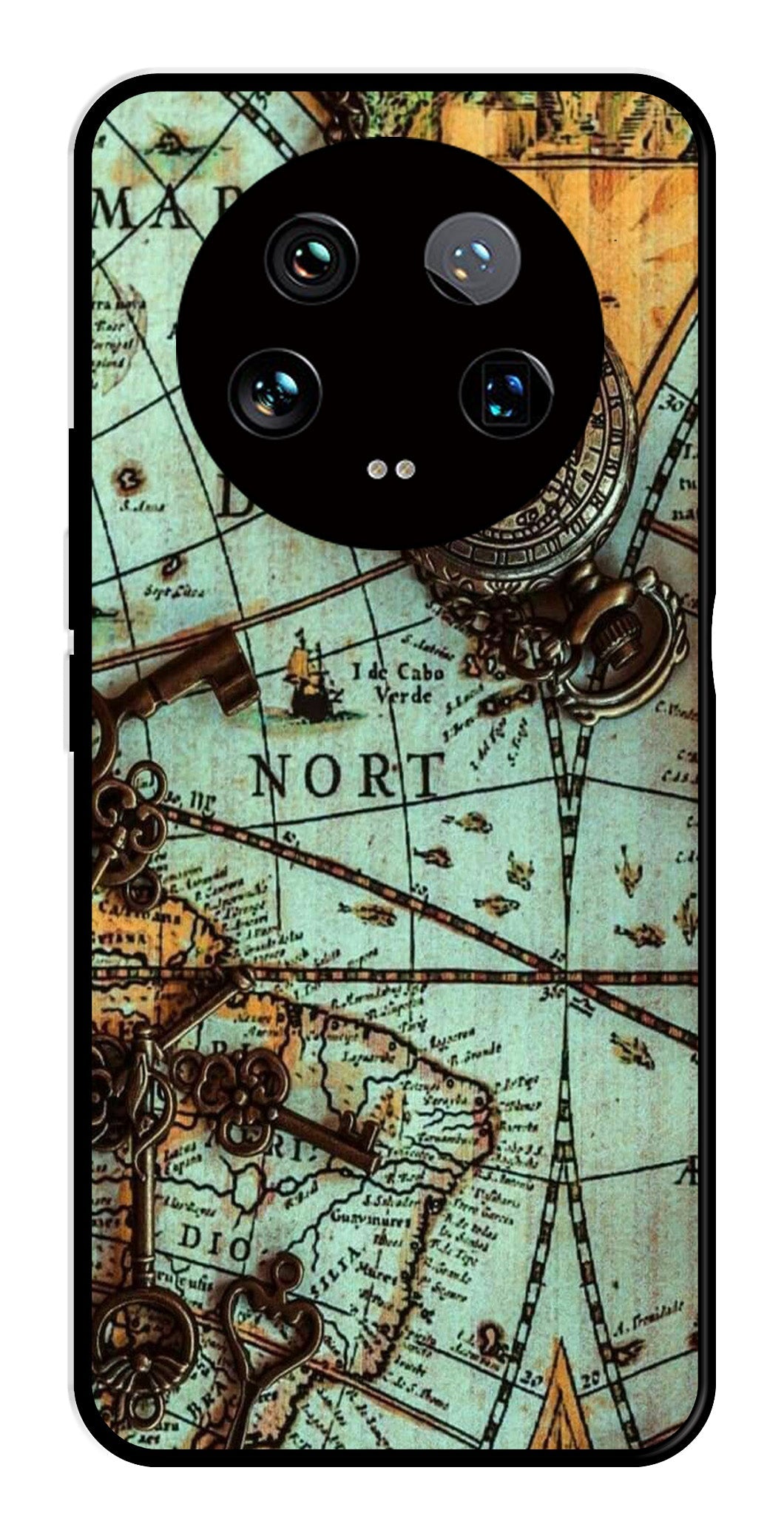 Map Design Metal Mobile Case for Xiaomi 14 Ultra 5G (Design No -54)