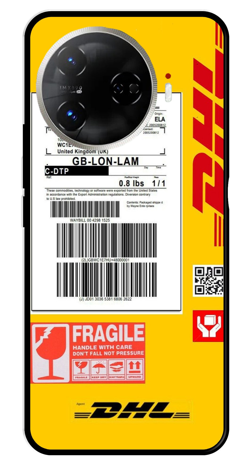 DHL Label Metal Mobile Case for Tecno Camon 30 Pro 5G DHL Label Metal Mobile Case for Tecno Camon 30 Pro 5G (Design No -61)