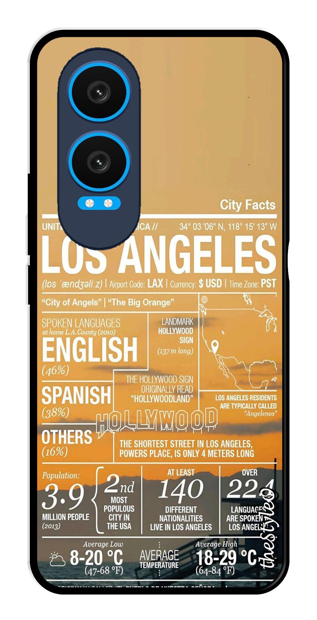 Los Angeles Metal Mobile Case for OnePlus Nord CE4 Lite Los Angeles Metal Mobile Case for OnePlus Nord CE4 Lite (Design No -68)