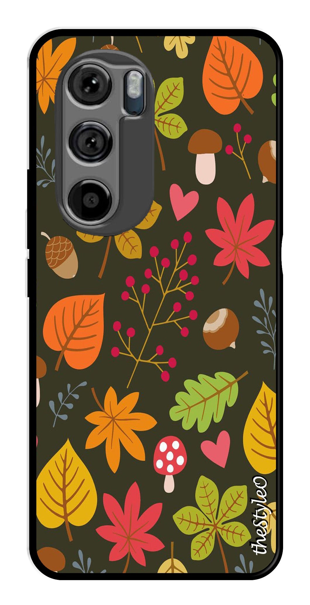Flower Leaves Design Metal Mobile Case for Moto Edge 30 Flower Leaves Design Metal Mobile Case for Moto Edge 30 (Design No -50)