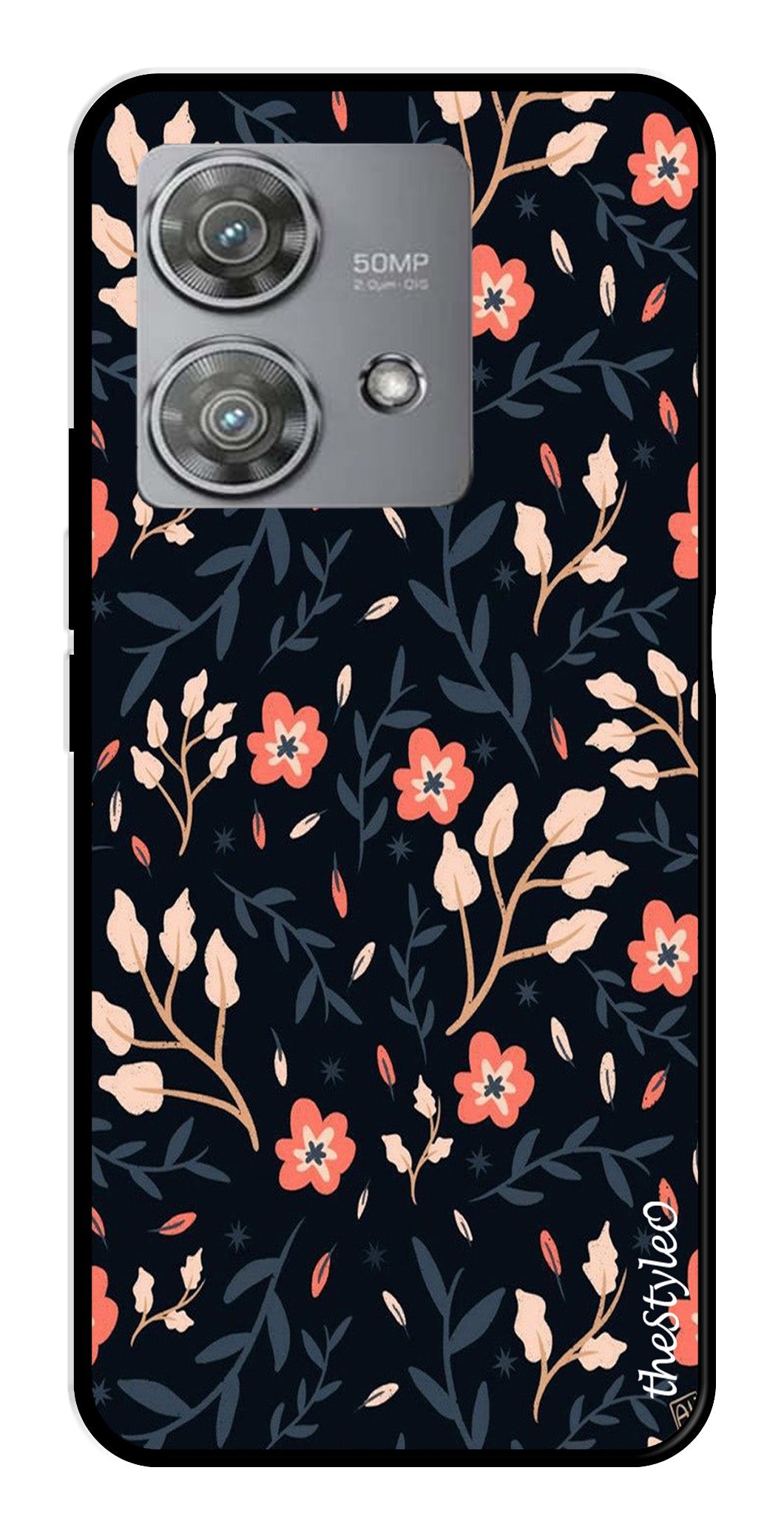 Floral Pattern Metal Mobile Case for Moto Edge 40 Neo 5G Floral Pattern Metal Mobile Case for Moto Edge 40 Neo 5G (Design No -10)