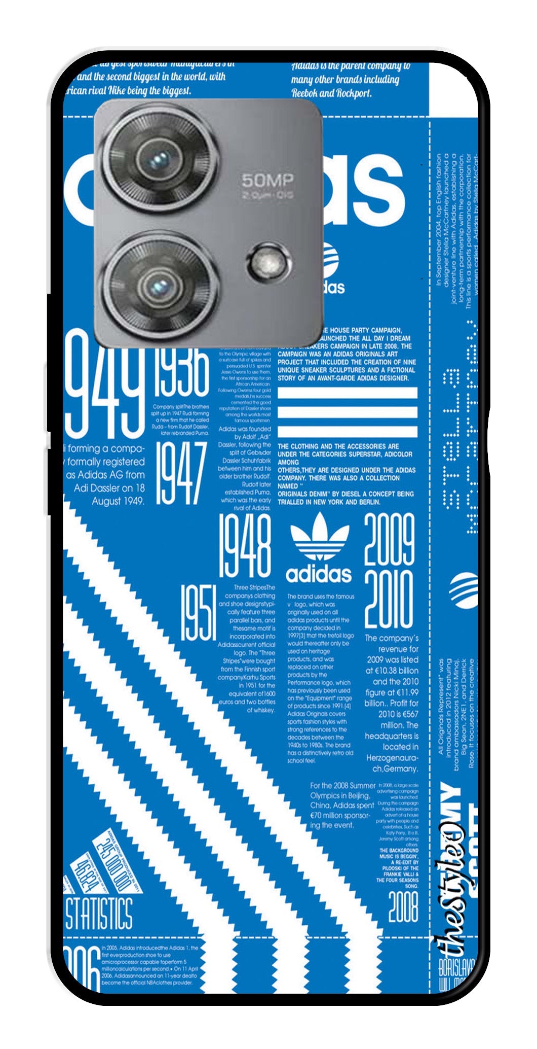 Adidas Design Metal Mobile Case for Moto Edge 40 Neo 5G (Design No -58)