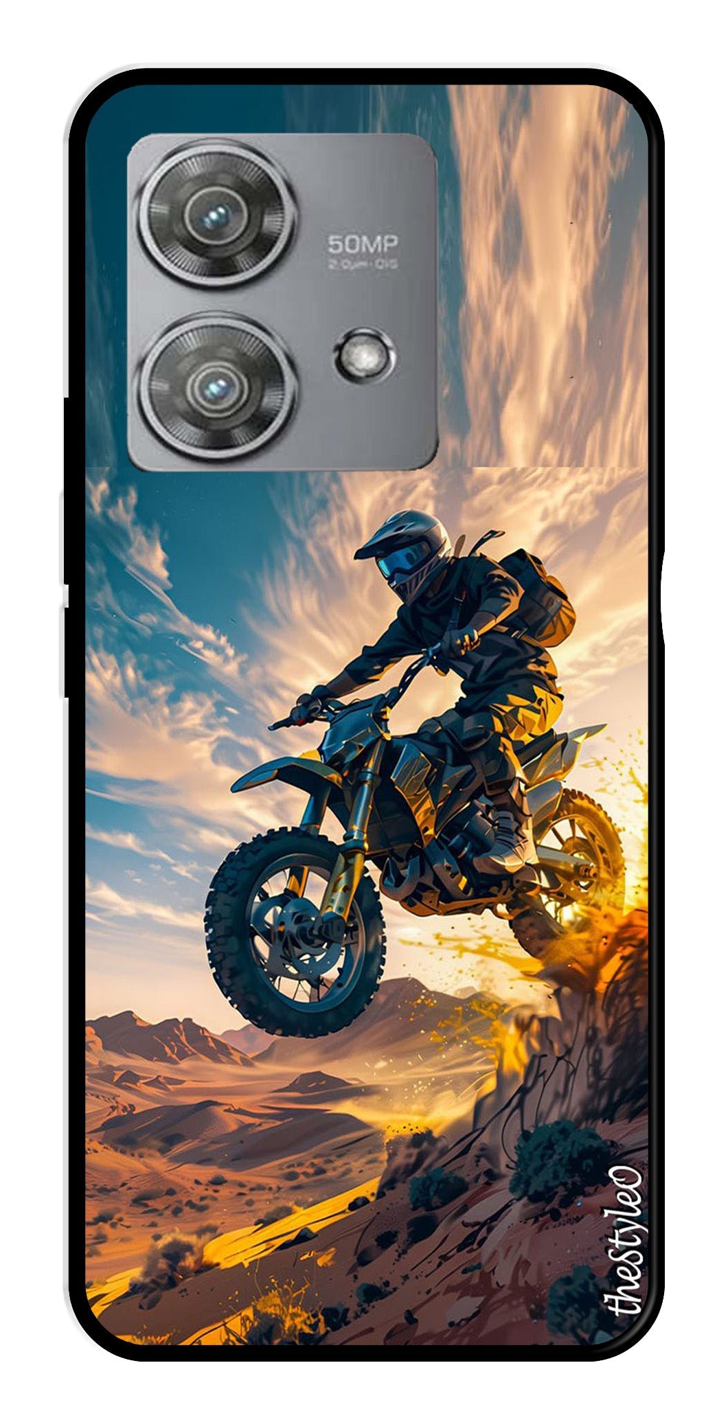 Bike Rider Metal Mobile Case for Moto Edge 40 Neo 5G Bike Rider Metal Mobile Case for Moto Edge 40 Neo 5G (Design No -59)