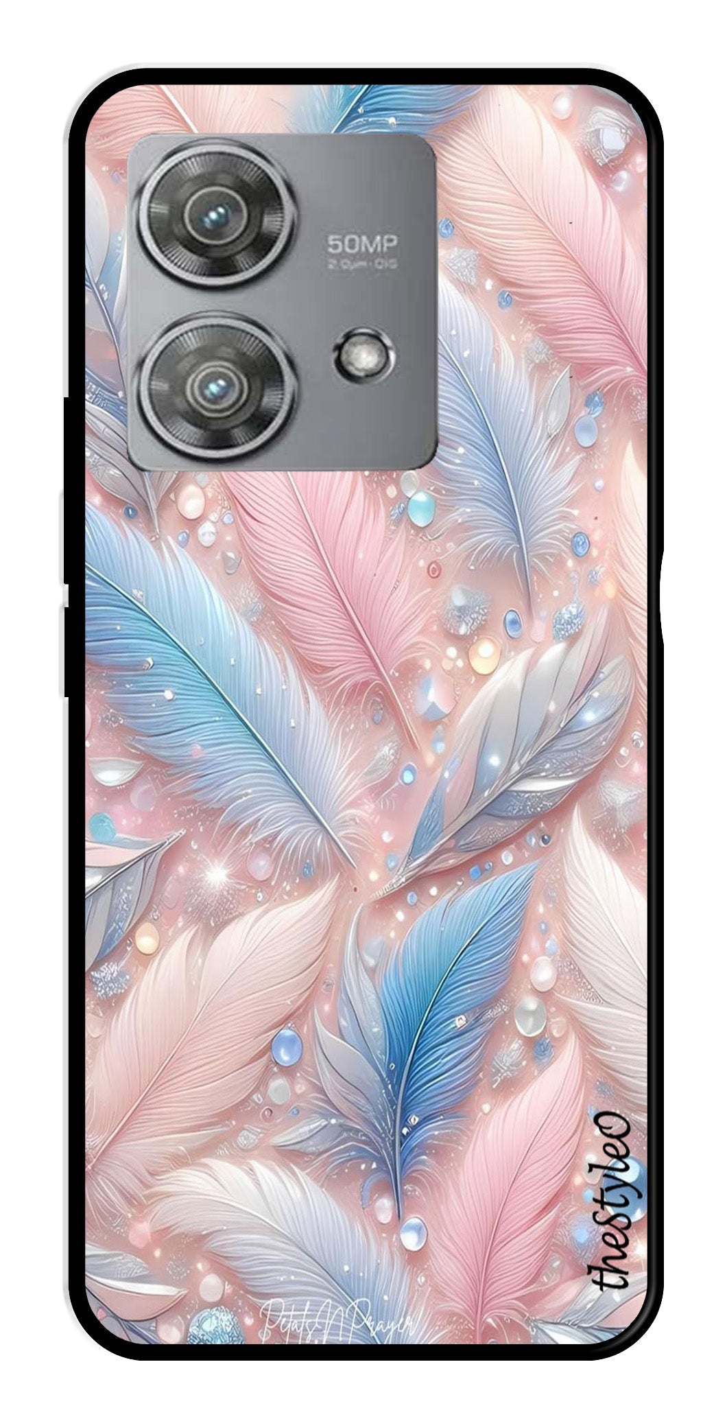 Feather Design Metal Mobile Case for Moto Edge 40 Neo 5G Feather Design Metal Mobile Case for Moto Edge 40 Neo 5G (Design No -85)