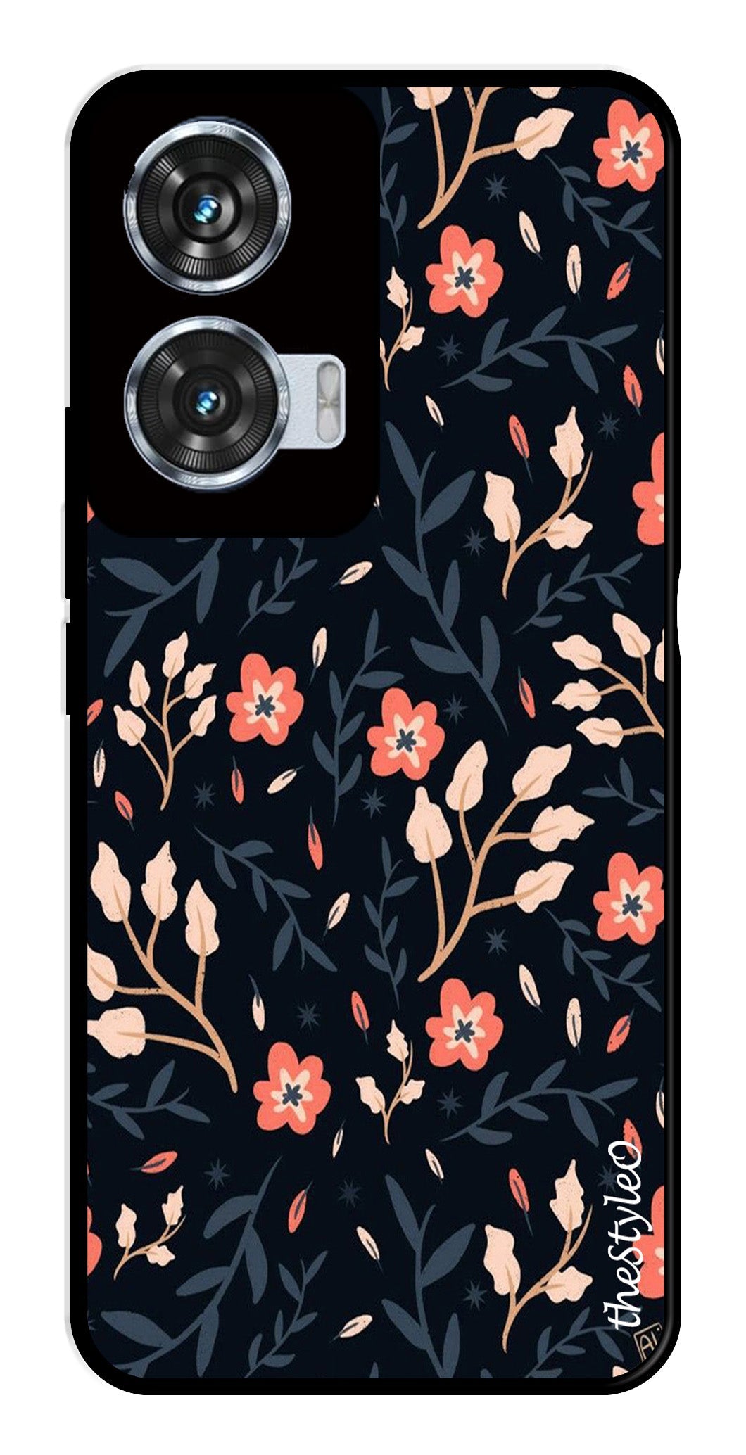 Floral Pattern Metal Mobile Case for Moto Edge 50 Fusion 5G Floral Pattern Metal Mobile Case for Moto Edge 50 Fusion 5G (Design No -10)