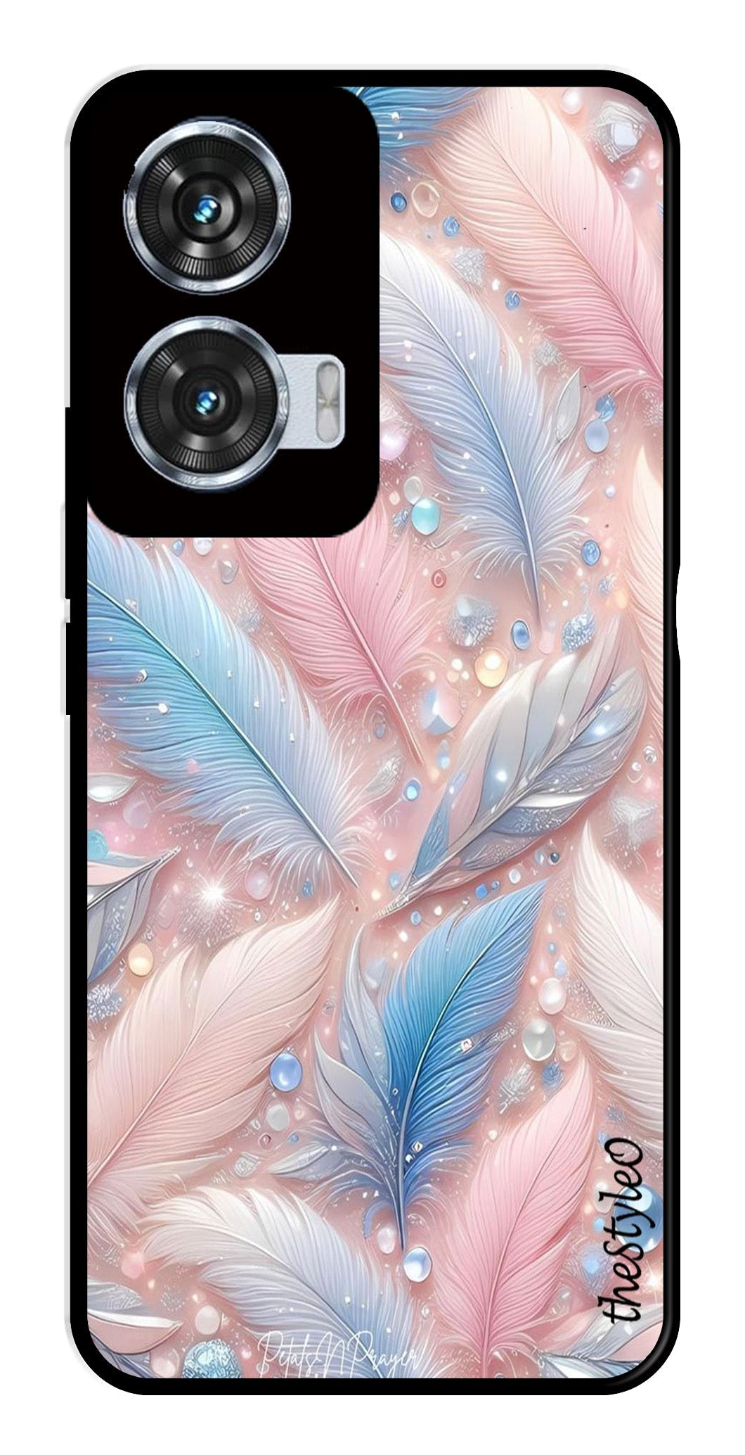 Feather Design Metal Mobile Case for Moto Edge 50 Fusion 5G Feather Design Metal Mobile Case for Moto Edge 50 Fusion 5G (Design No -85)