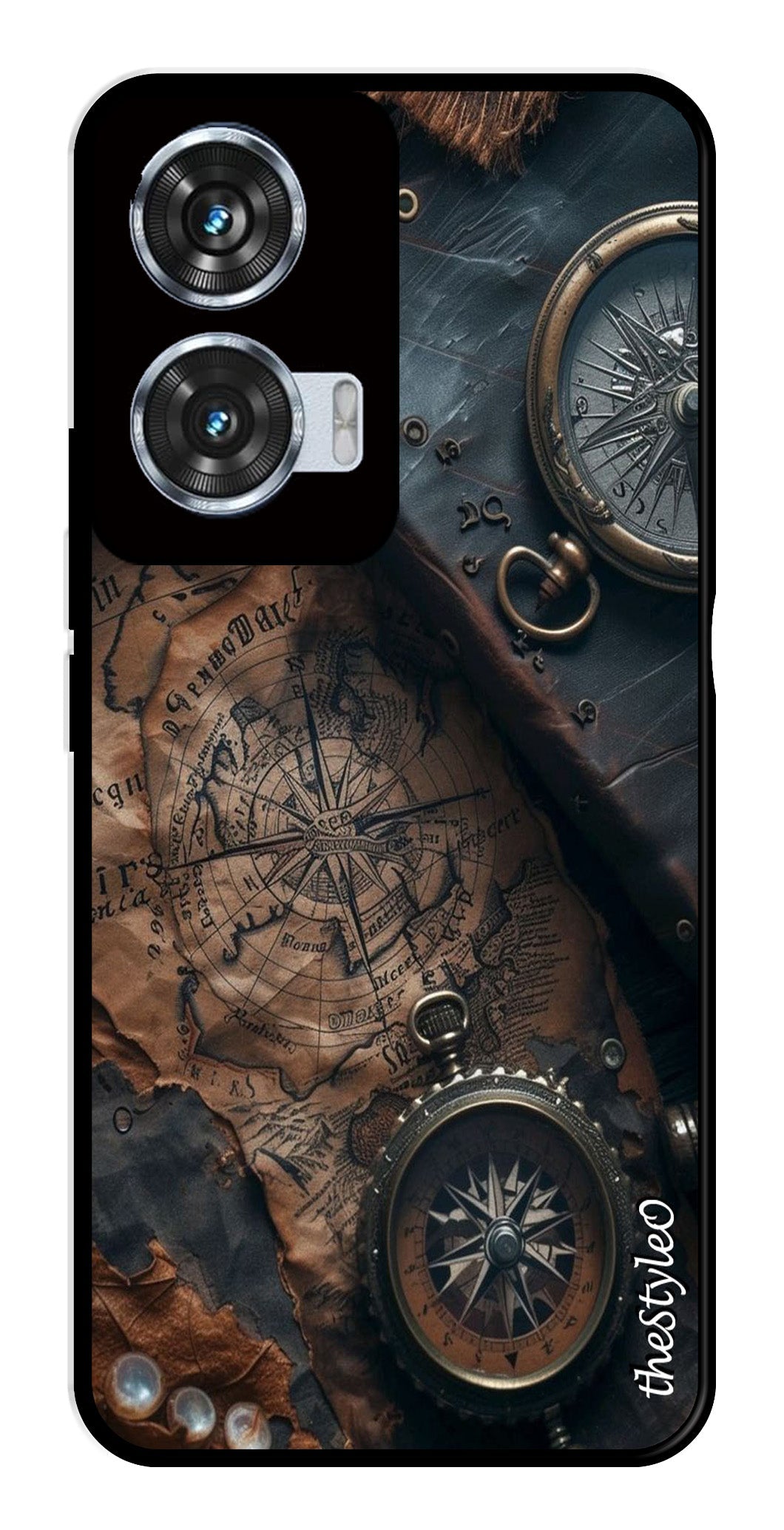 Vintage Compass Metal Mobile Case for Moto Edge 50 Fusion 5G Vintage Compass Metal Mobile Case for Moto Edge 50 Fusion 5G (Design No -90)
