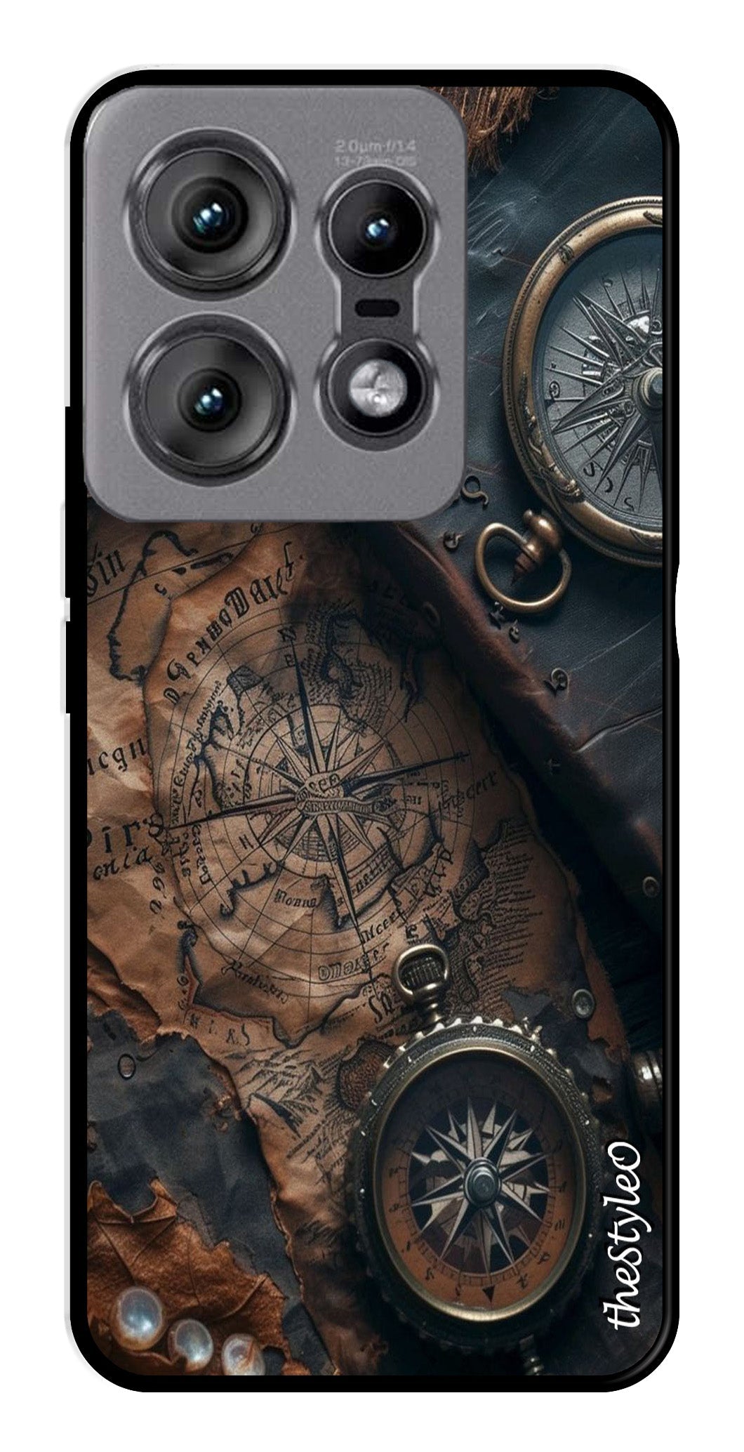 Vintage Compass Metal Mobile Case for Moto Edge 50 Pro 5G Vintage Compass Metal Mobile Case for Moto Edge 50 Pro 5G (Design No -90)