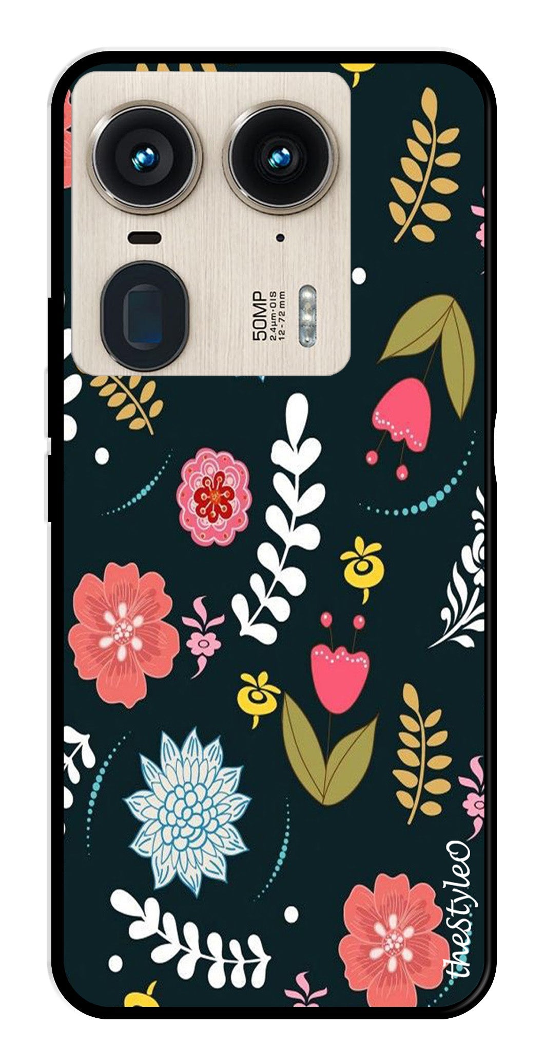 Floral Pattern2 Metal Mobile Case for Moto Edge 50 Ultra 5G Floral Pattern2 Metal Mobile Case for Moto Edge 50 Ultra 5G (Design No -12)