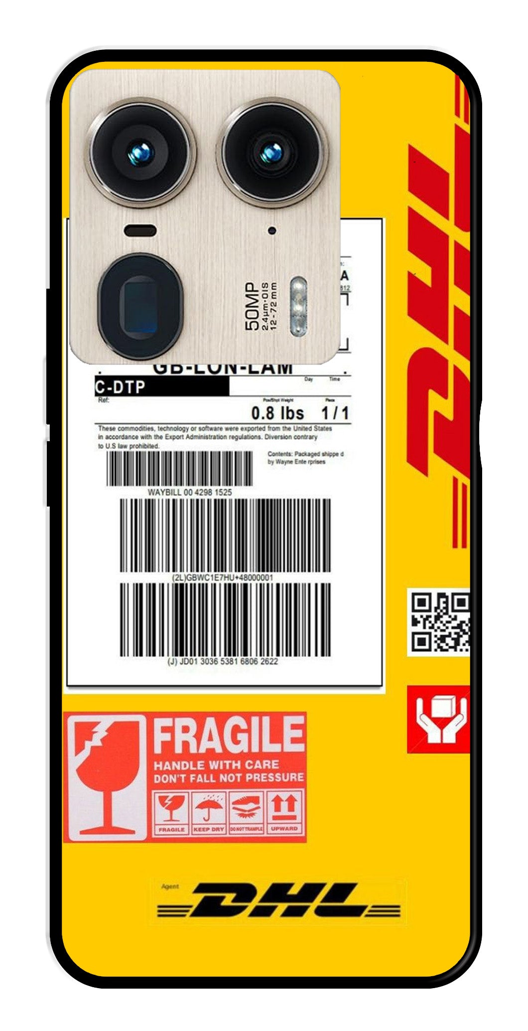 DHL Label Metal Mobile Case for Moto Edge 50 Ultra 5G DHL Label Metal Mobile Case for Moto Edge 50 Ultra 5G (Design No -61)