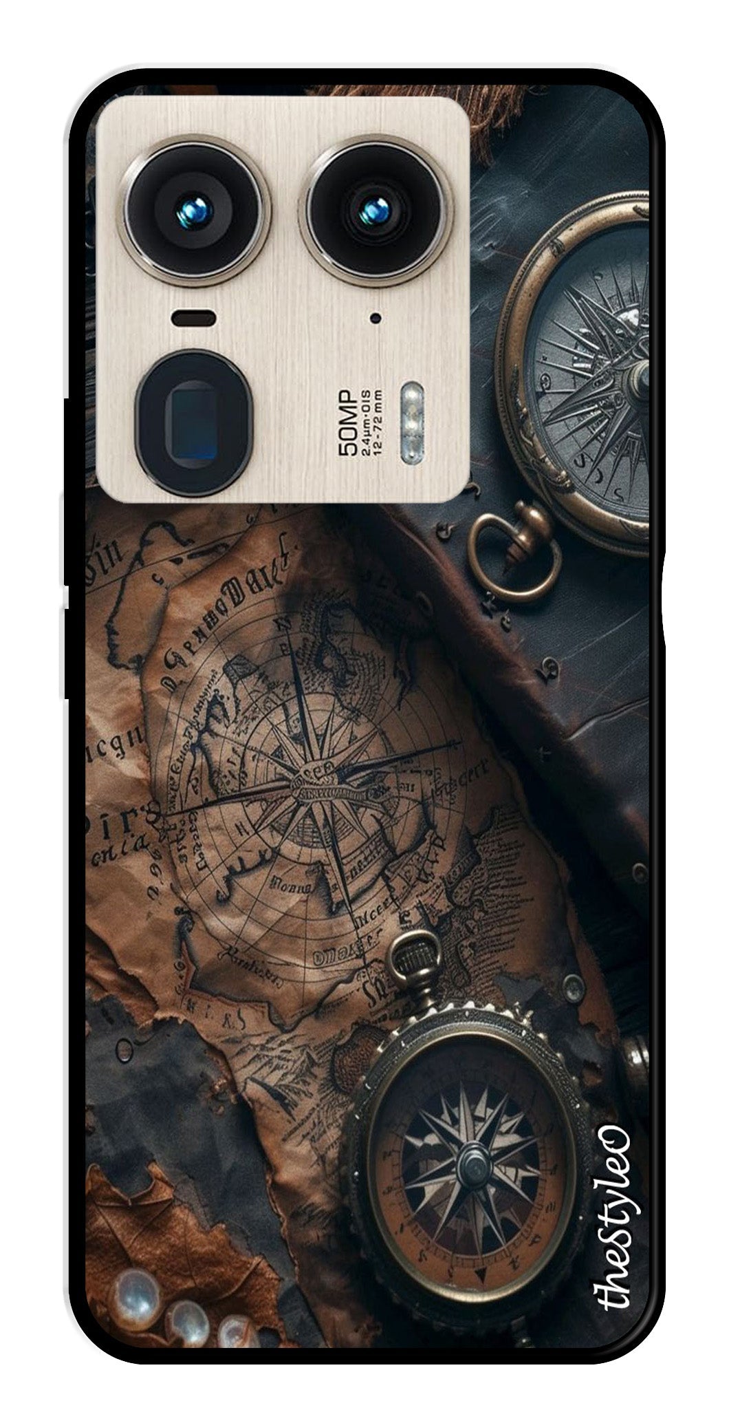 Vintage Compass Metal Mobile Case for Moto Edge 50 Ultra 5G Vintage Compass Metal Mobile Case for Moto Edge 50 Ultra 5G (Design No -90)