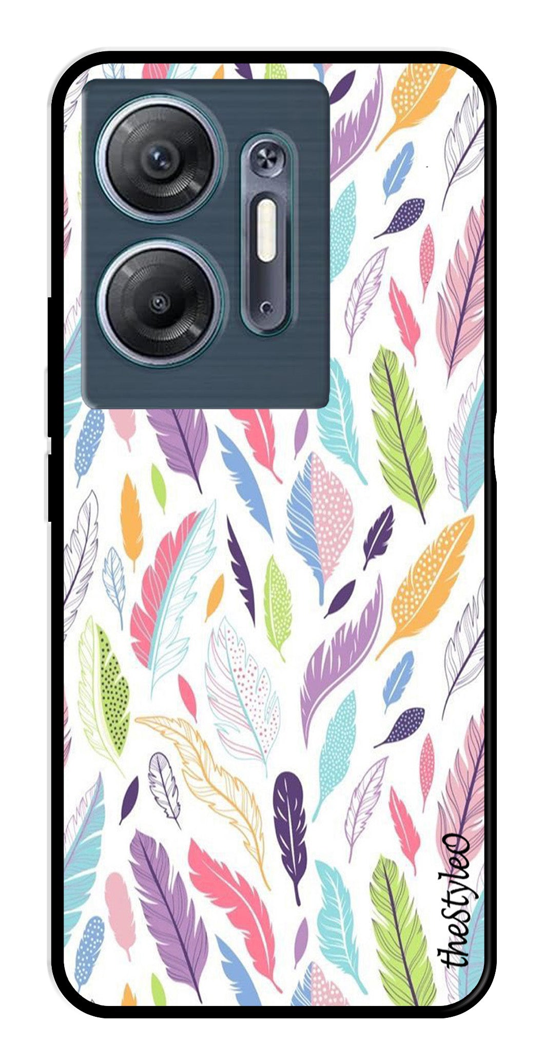 Colorful Feathers Metal Mobile Case for Infinix Hot 30 5G Colorful Feathers Metal Mobile Case for Infinix Hot 30 5G (Design No -06)
