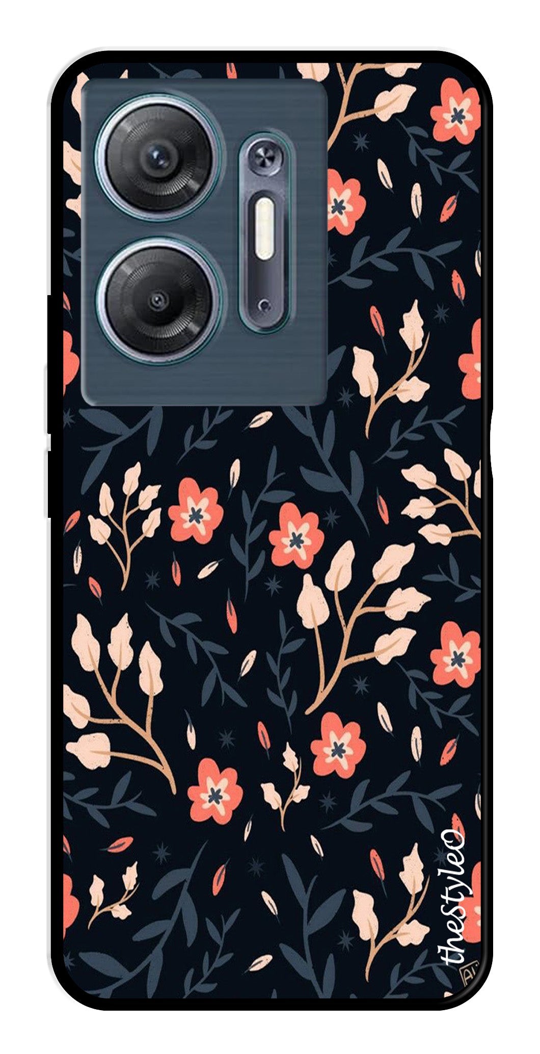 Floral Pattern Metal Mobile Case for Infinix Hot 30 5G Floral Pattern Metal Mobile Case for Infinix Hot 30 5G (Design No -10)