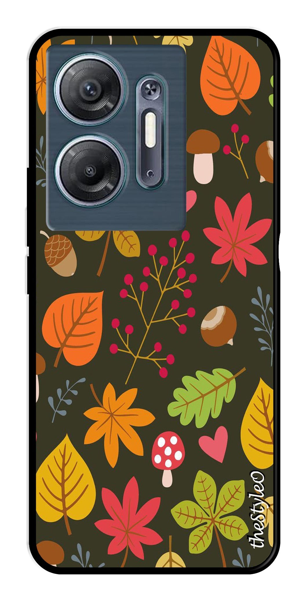 Flower Leaves Design Metal Mobile Case for Infinix Hot 30 5G Flower Leaves Design Metal Mobile Case for Infinix Hot 30 5G (Design No -50)