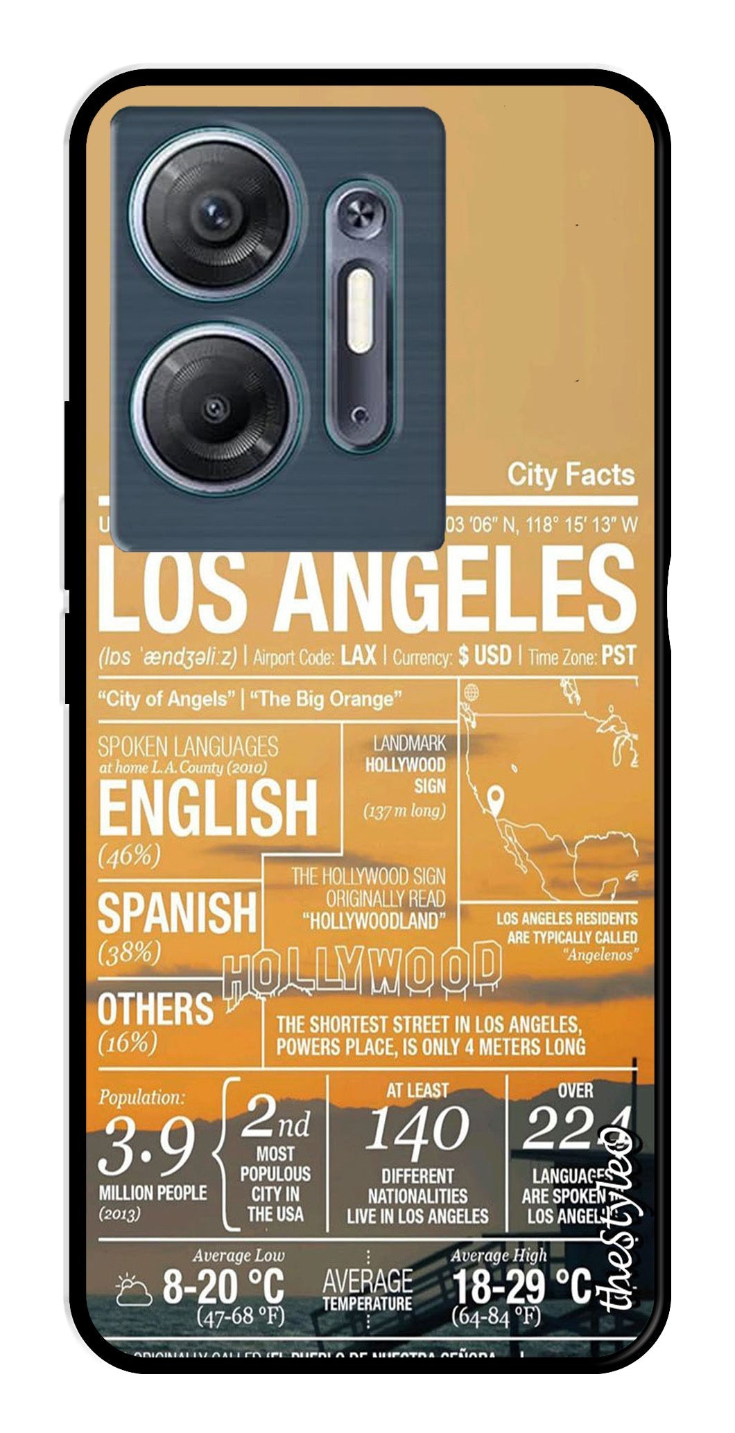 Los Angeles Metal Mobile Case for Infinix Hot 30 5G Los Angeles Metal Mobile Case for Infinix Hot 30 5G (Design No -68)