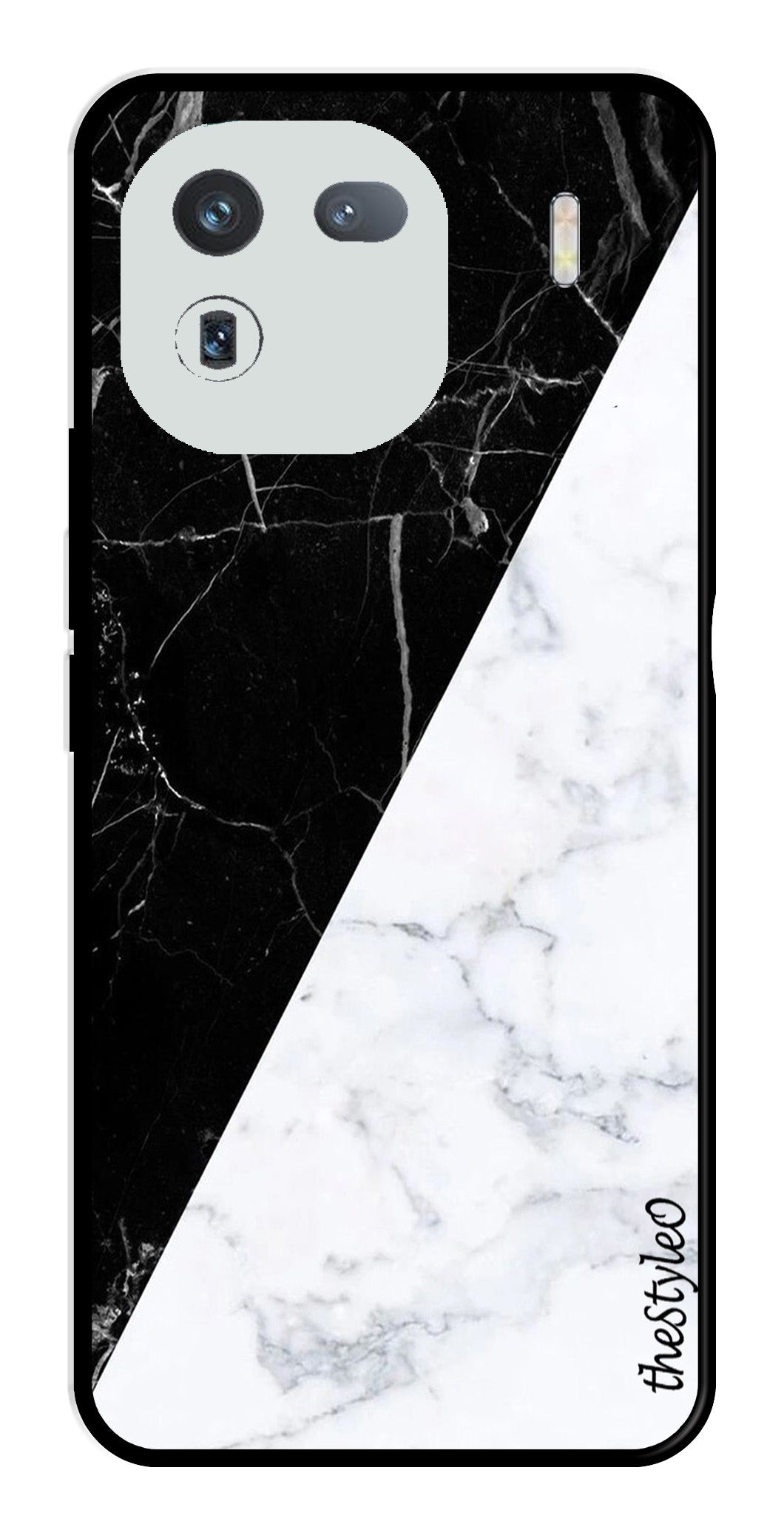 Black White Marble Design Metal Mobile Case for iQOO 12 5G Black White Marble Design Metal Mobile Case for iQOO 12 5G (Design No -09)