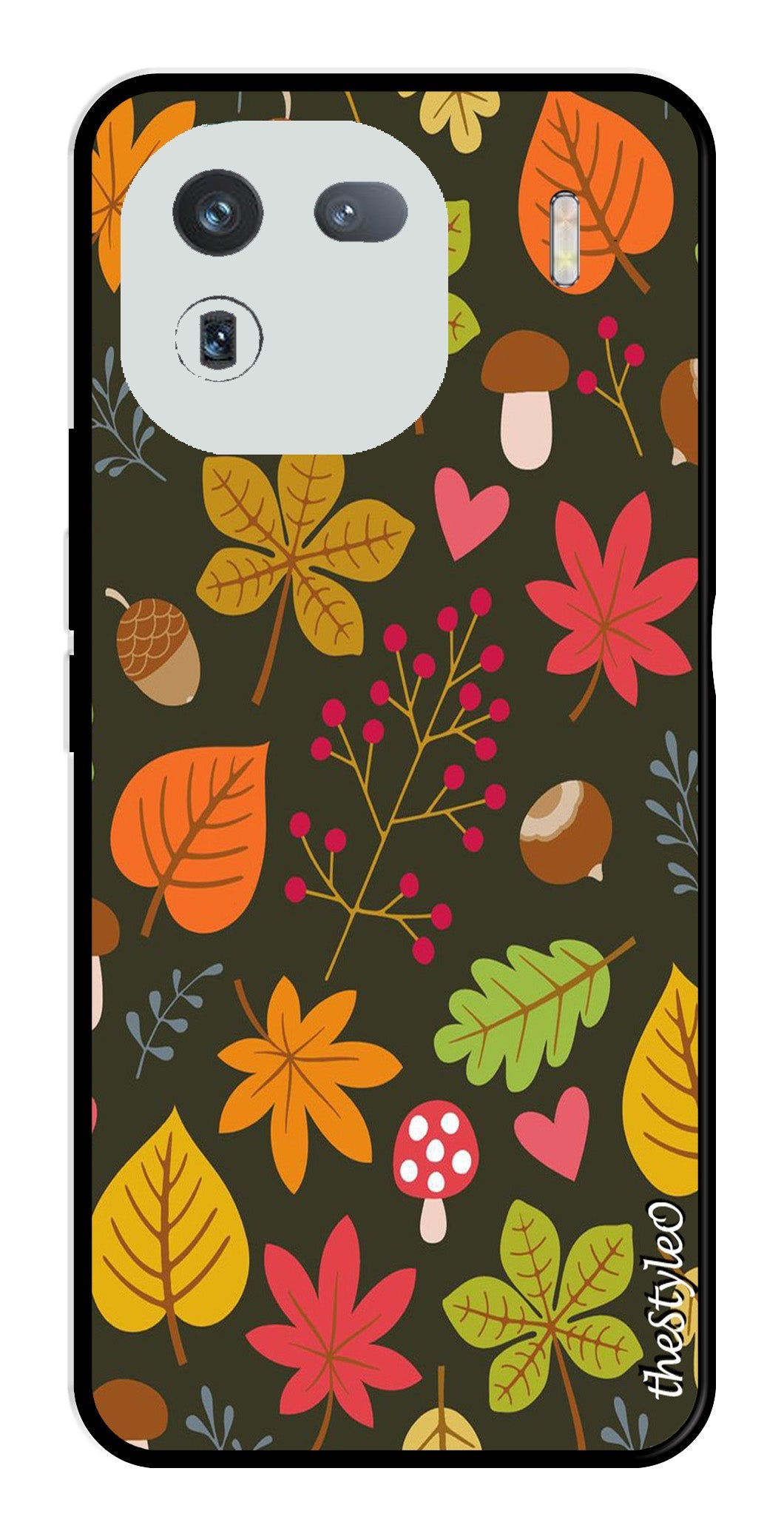 Flower Leaves Design Metal Mobile Case for iQOO 12 5G Flower Leaves Design Metal Mobile Case for iQOO 12 5G (Design No -50)