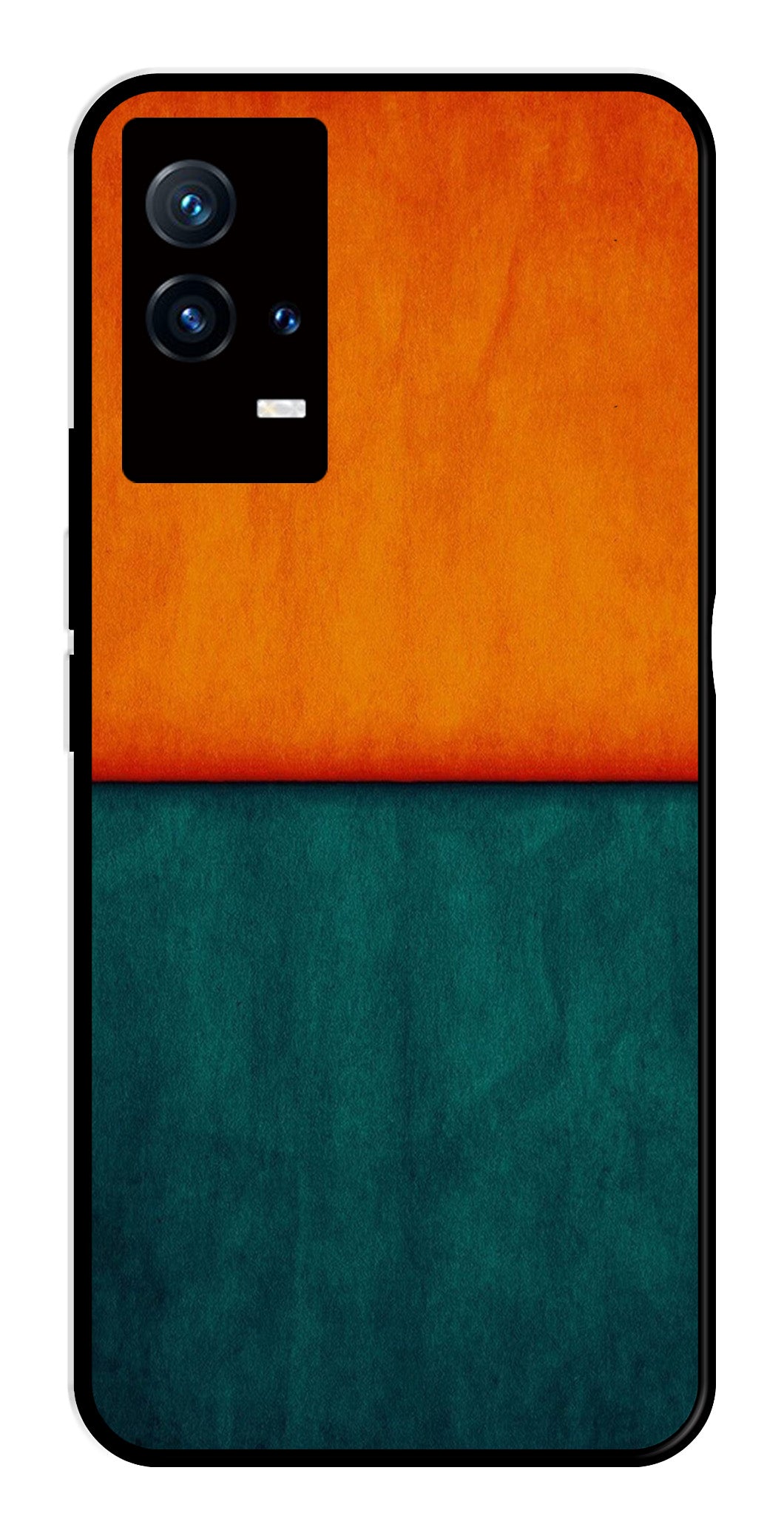 Orange Green Pattern Metal Mobile Case for iQOO 8 5G Orange Green Pattern Metal Mobile Case for iQOO 8 5G (Design No -45)