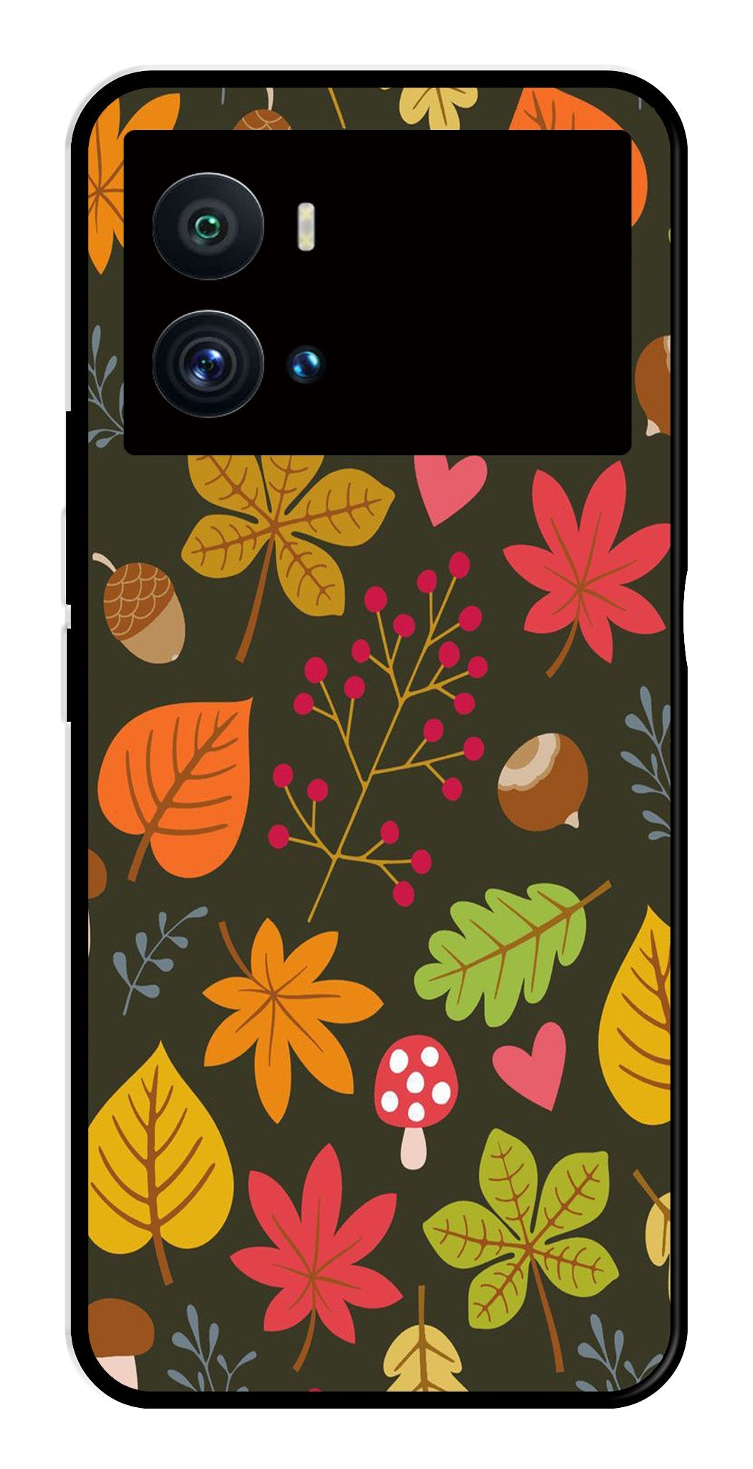 Leaves Design Metal Mobile Case for iQOO 9 Pro (Design No -51)