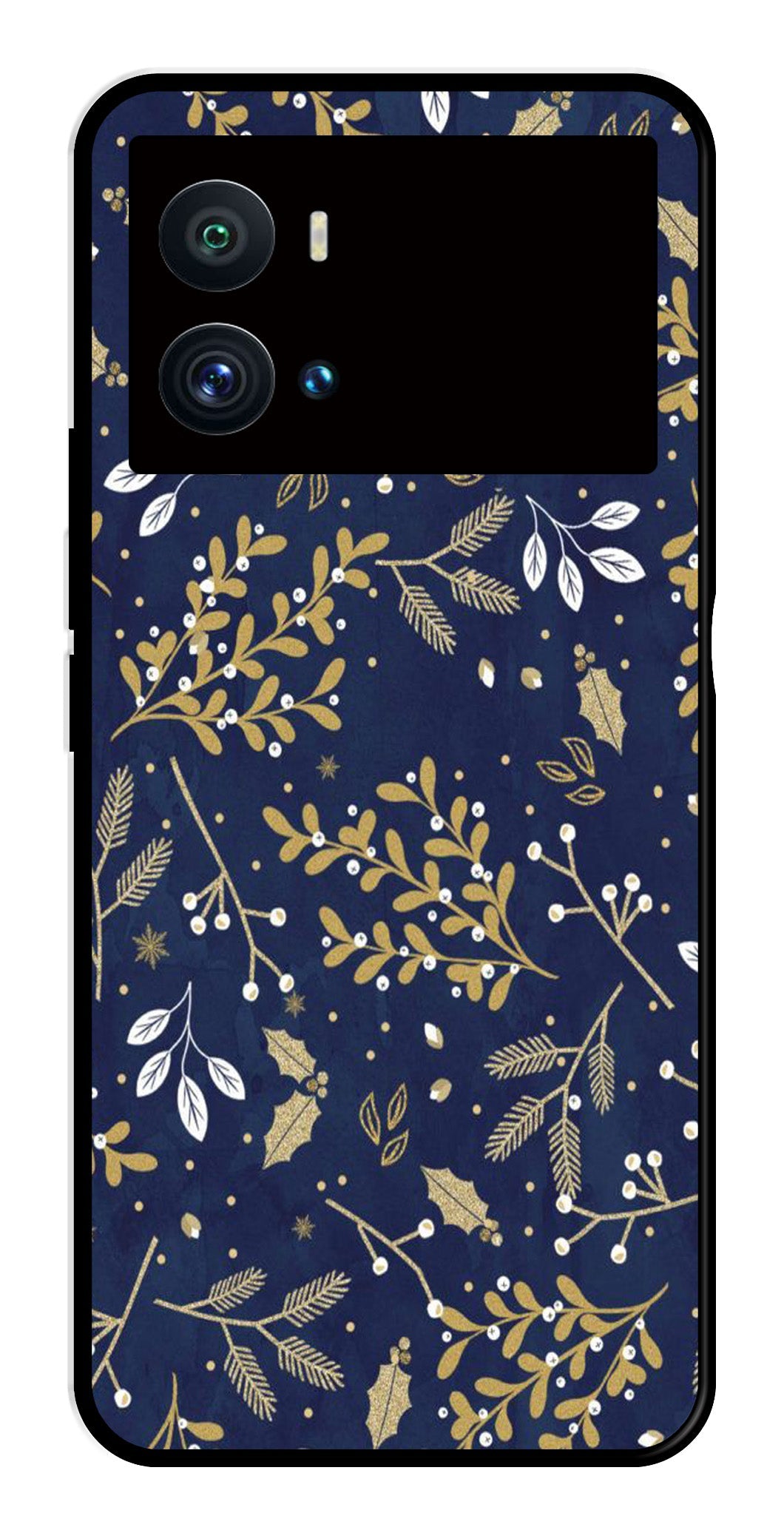 Floral Pattern Metal Mobile Case for iQOO 9 Pro (Design No -52)