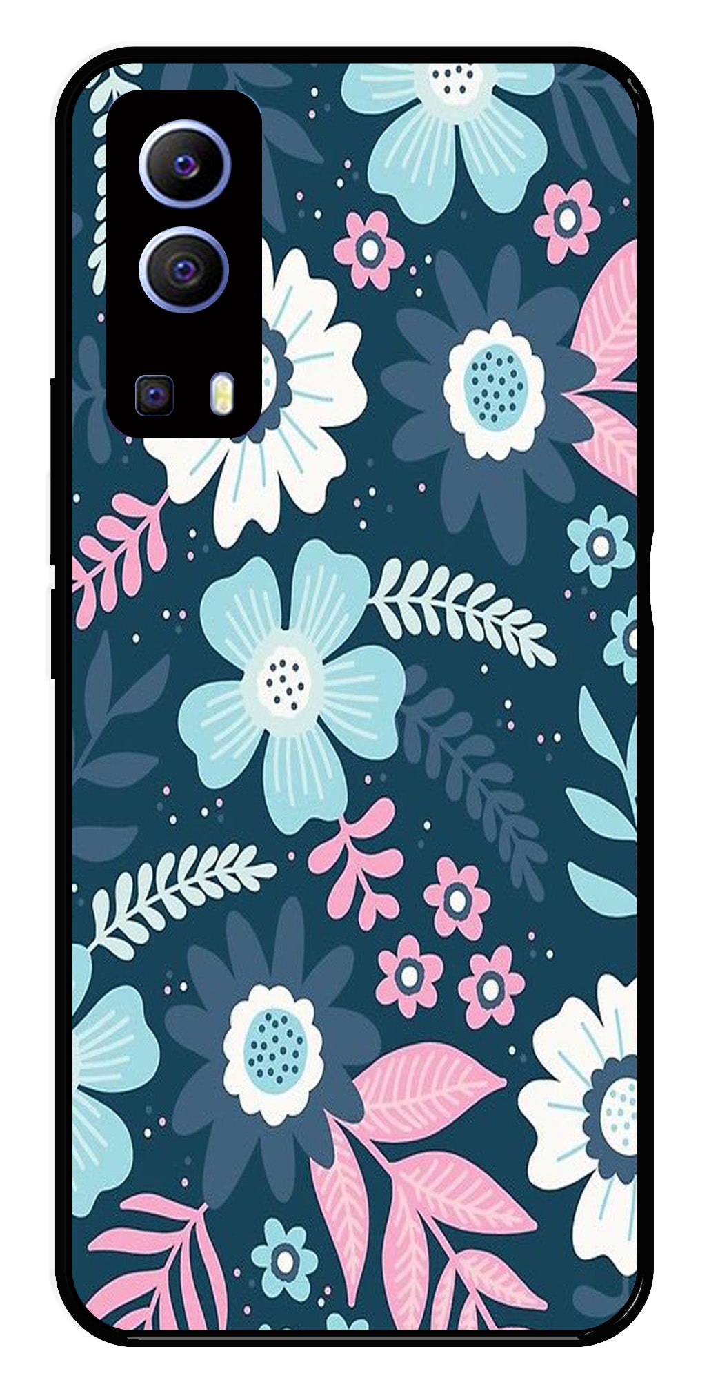 Flower Leaves Design Metal Mobile Case for iQOO Z3 (Design No -50)