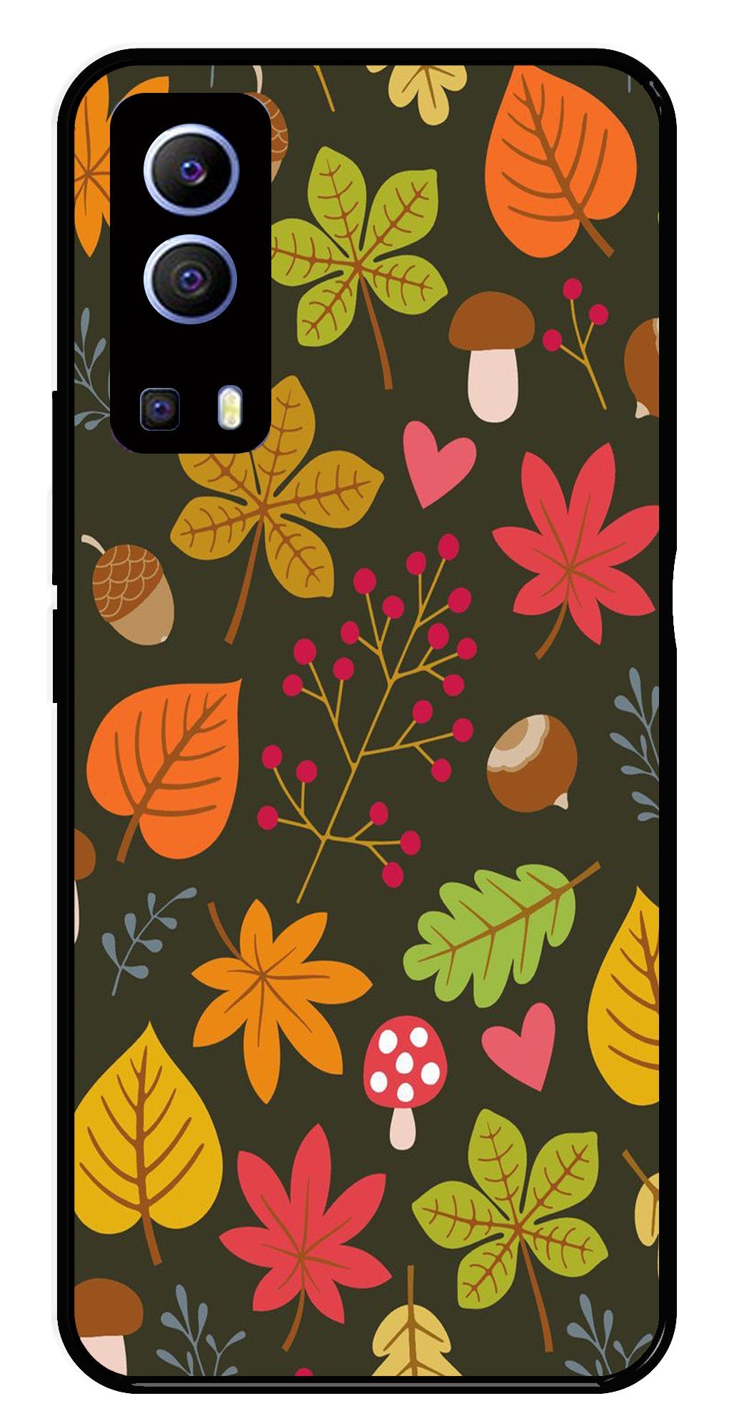 Leaves Design Metal Mobile Case for iQOO Z3 (Design No -51)